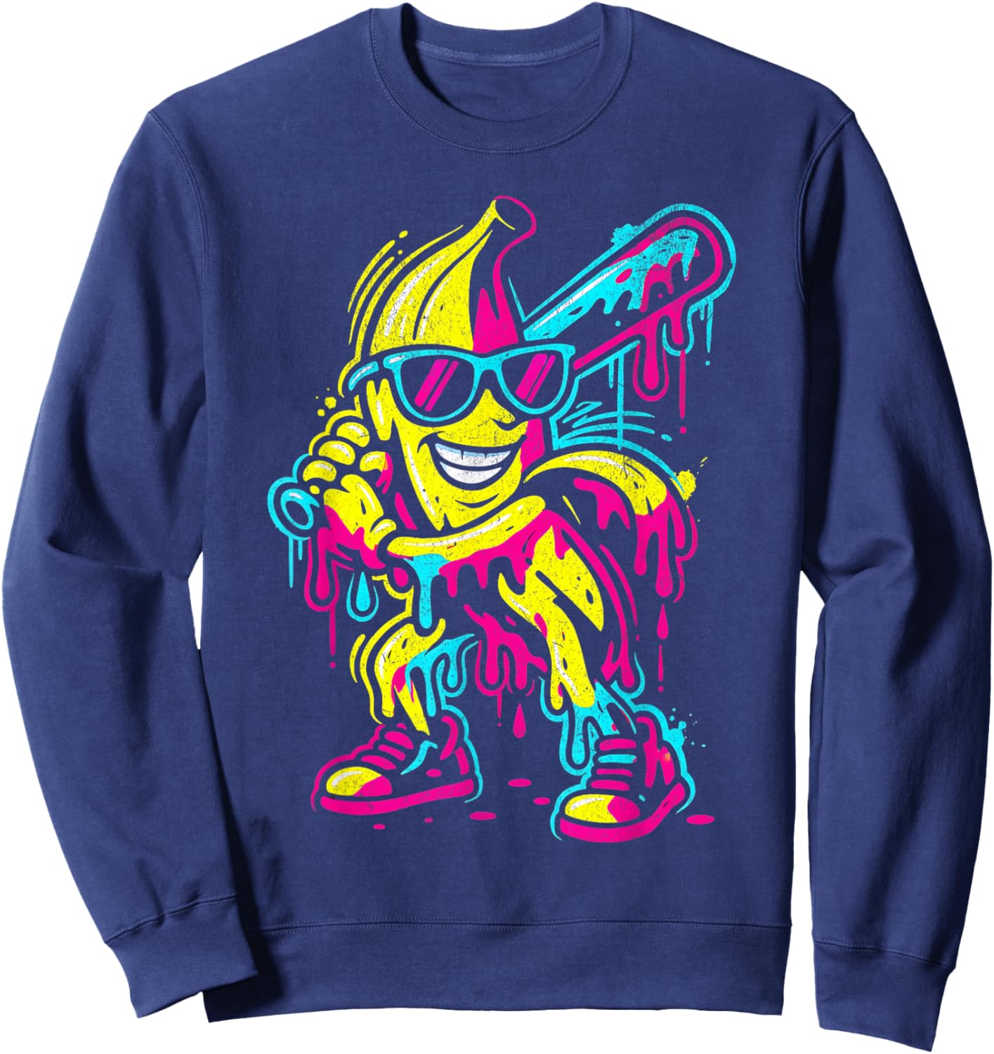 Baseball Banana Drip Funny Design for Youth Girls Boys Kids Sweatshirt - Sweatshirt | Navy