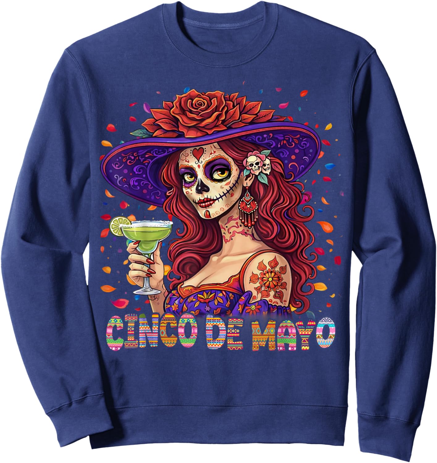 Cinco De Mayo Mexican 5 De Mayo Shirts Women Sugar Skull Sweatshirt - Sweatshirt | Navy