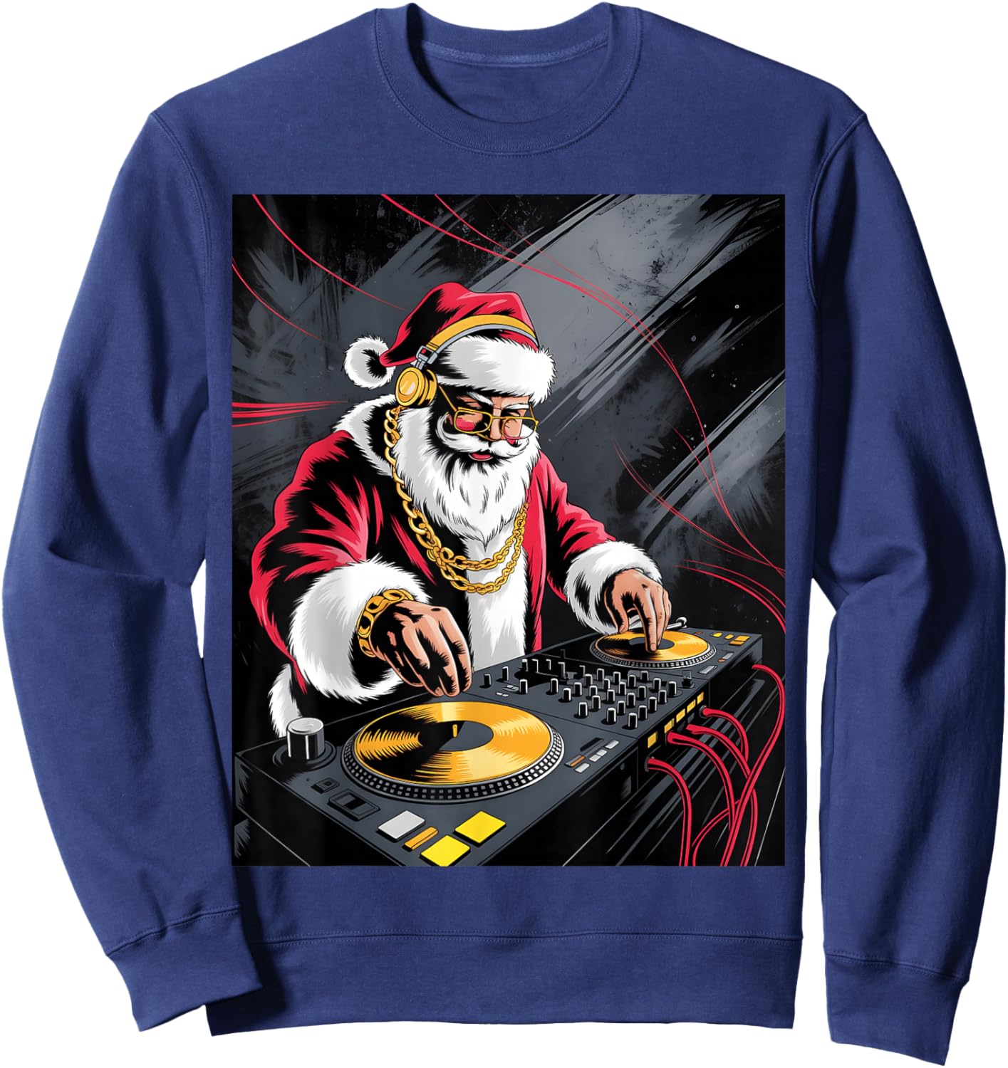 Funny DJ Musician Santa Claus Merry Mixmas Christmas Sweatshirt - Sweatshirt | Navy