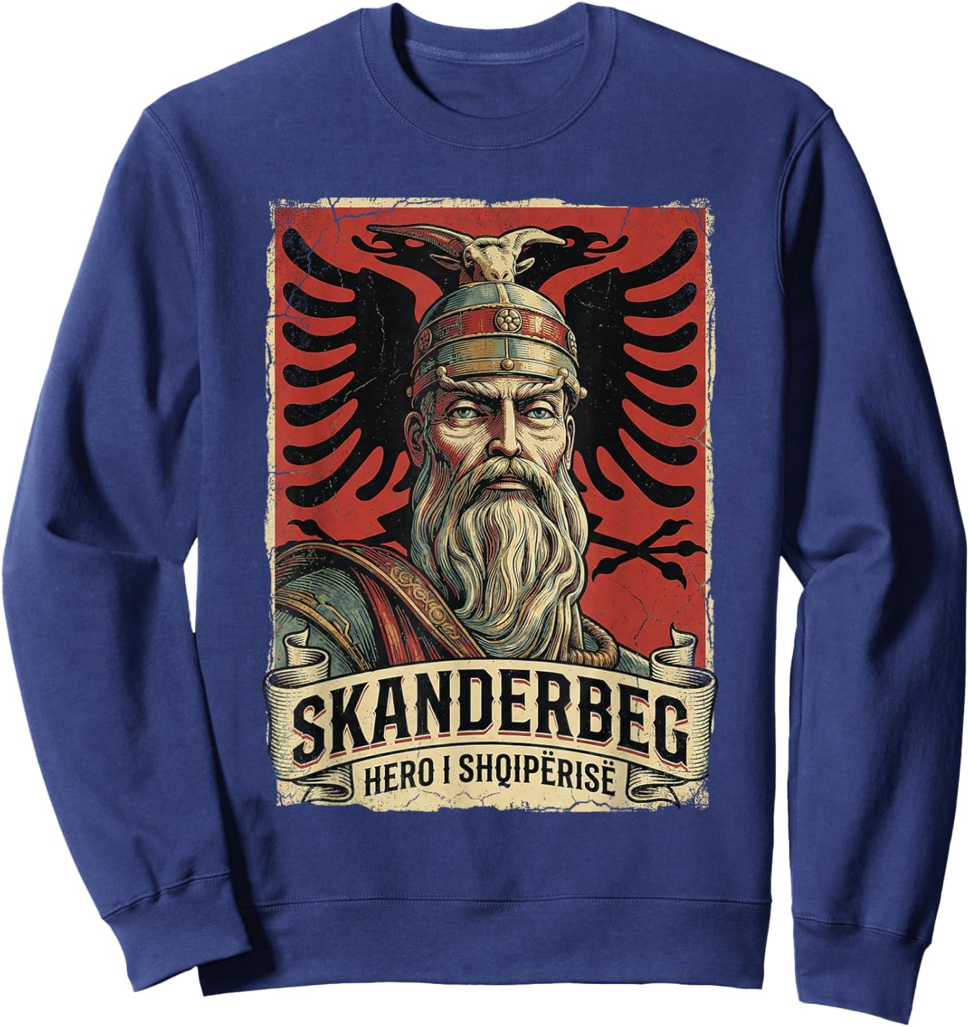 Skanderbeg Albania and Kosovo Flag for a Proud Albanian Sweatshirt - Sweatshirt | Navy