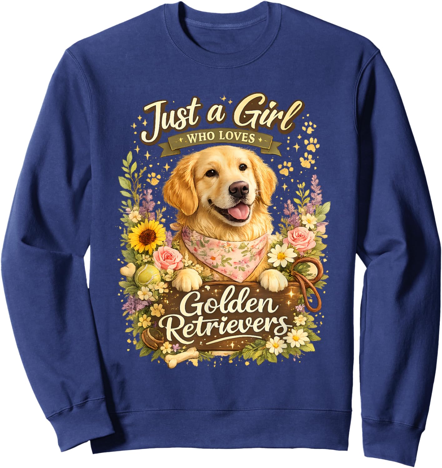 Just a Girl Who Loves Golden Retrievers Graphic Sweatshirt - Sweatshirt | Navy