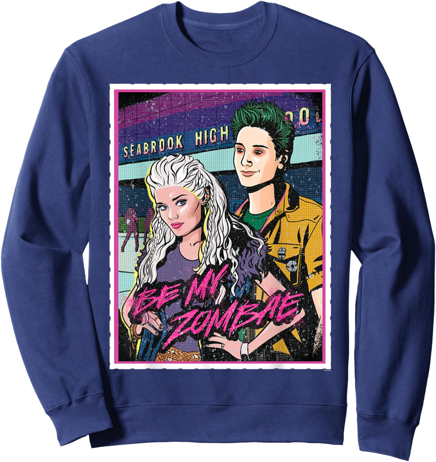 Disney Zombies Zed & Addison Be My ZomBAE Pop Art Style Sweatshirt - Sweatshirt | Navy