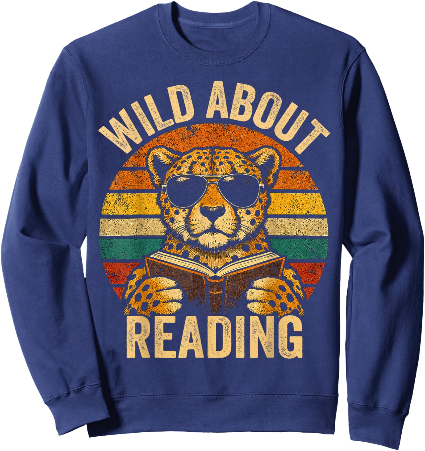 Boys Animal Print Clothes Wild About Reading Cheetah Book Sweatshirt - Sweatshirt | Navy