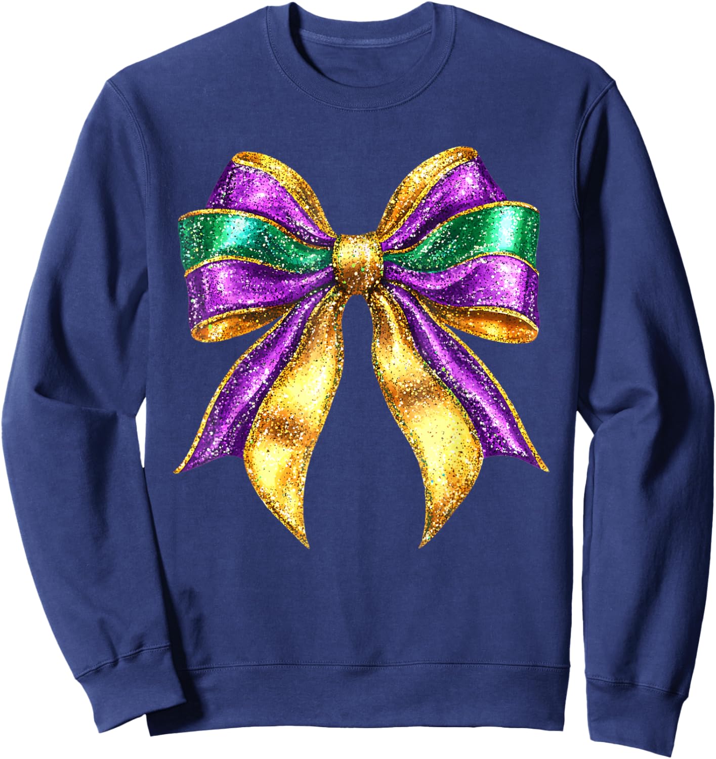Cute Mardi Gras Fat Coquette Bow Tuesday Kids Girls Women Sweatshirt - Sweatshirt | Navy