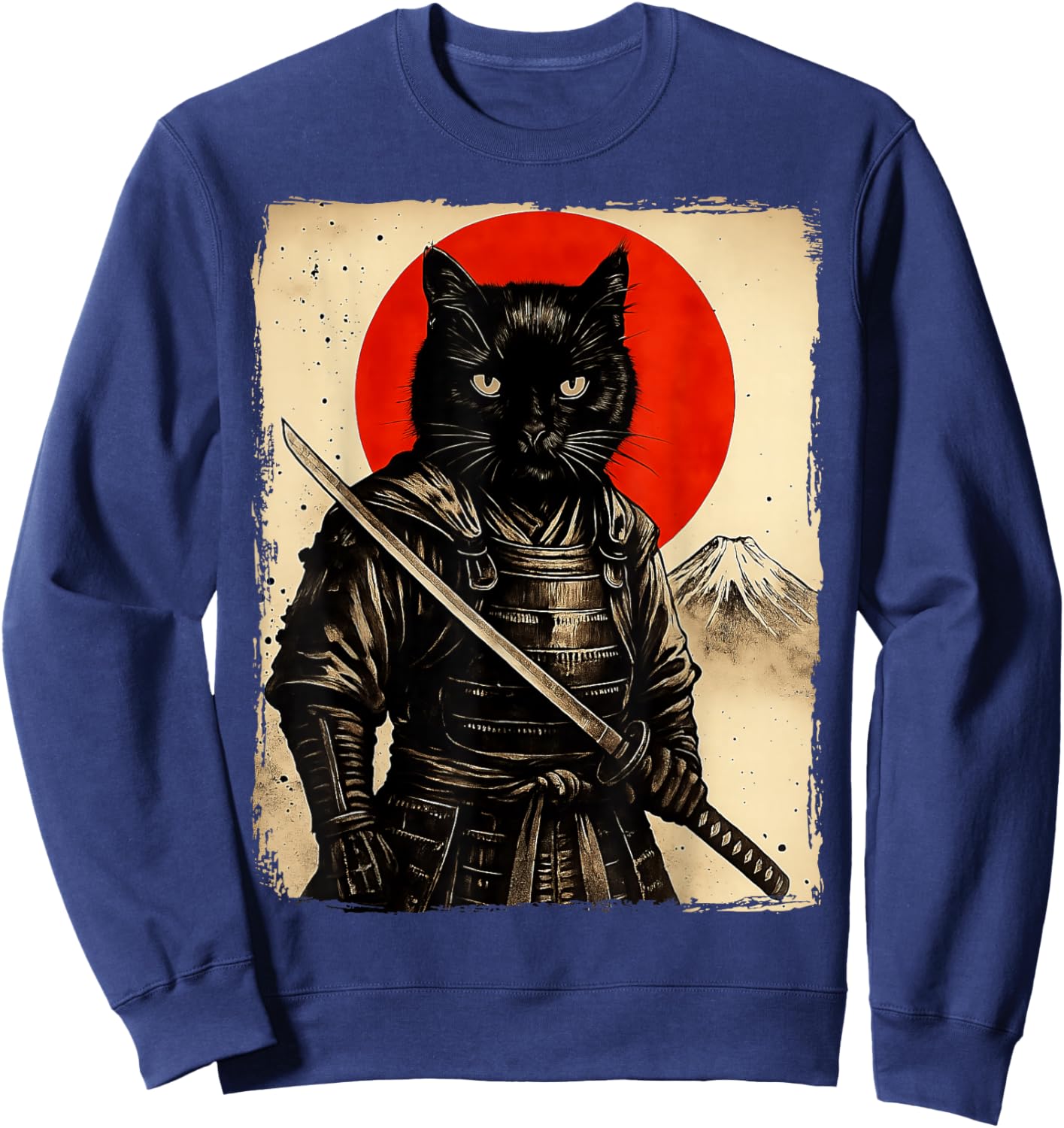 Cat Samurai Japanese Sword Anime Cat Sweatshirt - Sweatshirt | Navy