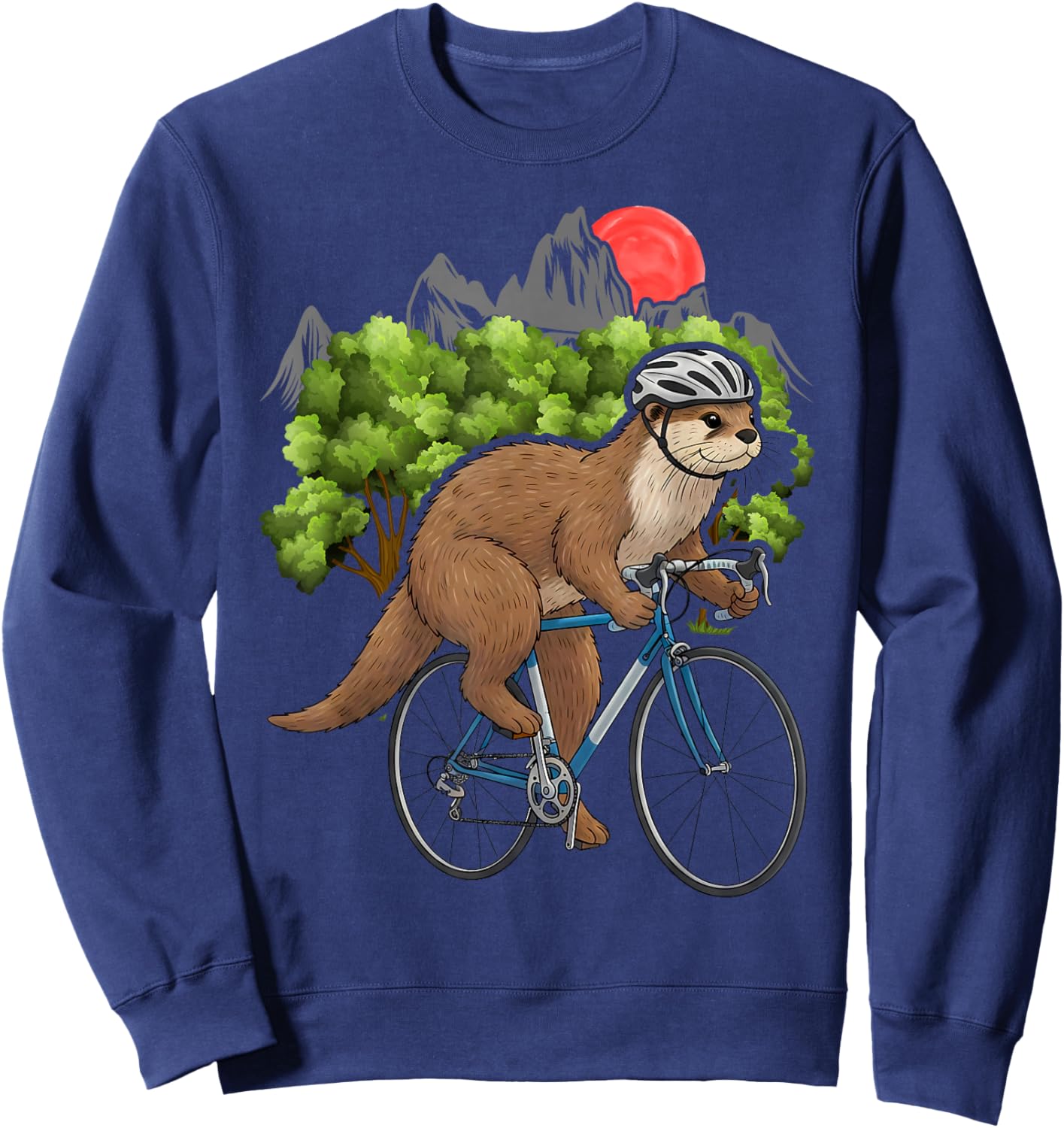 Otter Riding Bicycle Vintage Cycling Biking Biker Sweatshirt - Sweatshirt | Navy