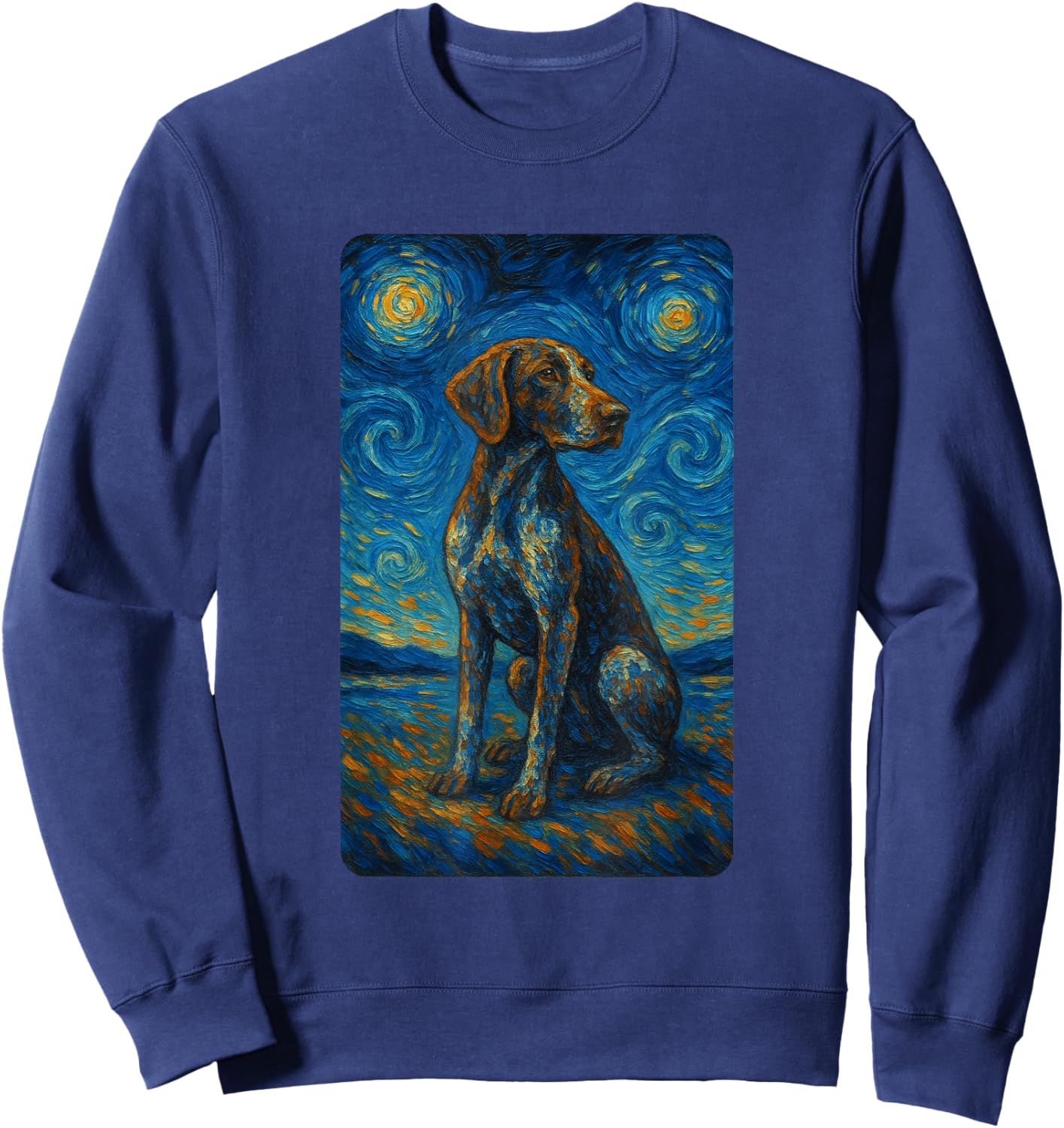 German Shorthaired Pointer Starry Night Painting Dog Lovers Sweatshirt - Sweatshirt | Navy