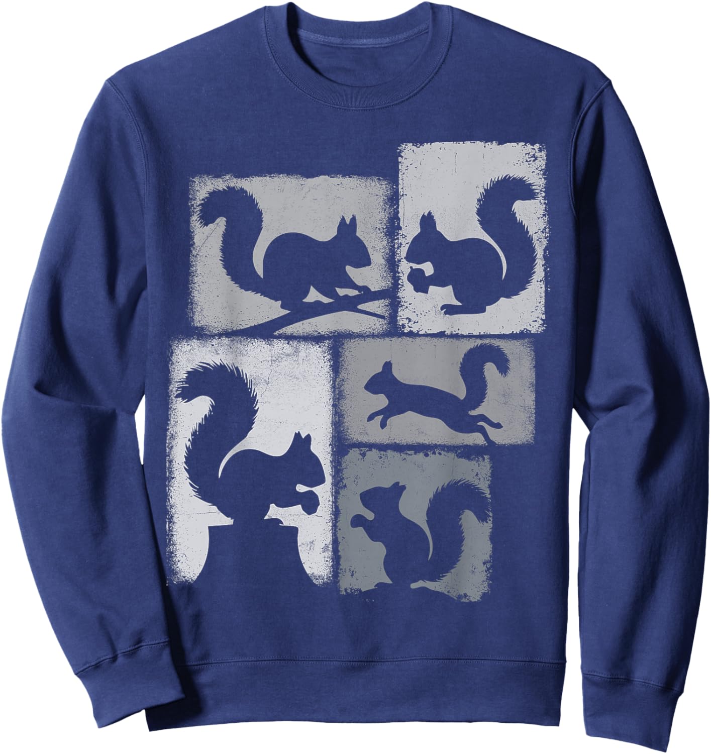 Squirrel Vintage Collage Nut Lover Sweatshirt - Sweatshirt | Navy