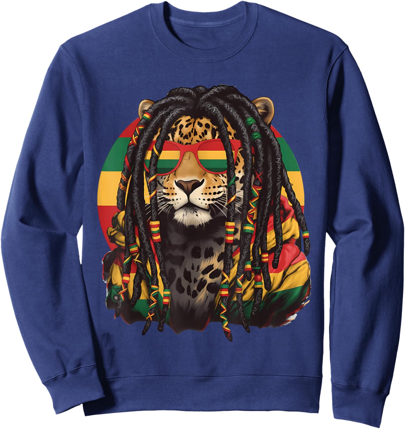 Rasta Reggae Lion of Judah Headphones Jamaican Reggae Music Sweatshirt - Sweatshirt | Navy