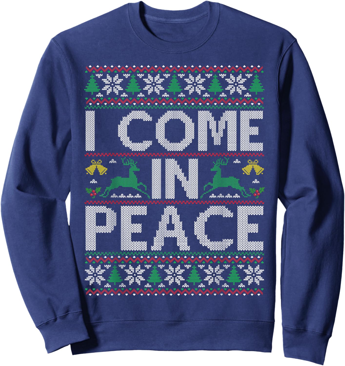 I Come in Peace Couple Matching Ugly Christmas Sweater Sweatshirt - Sweatshirt | Navy