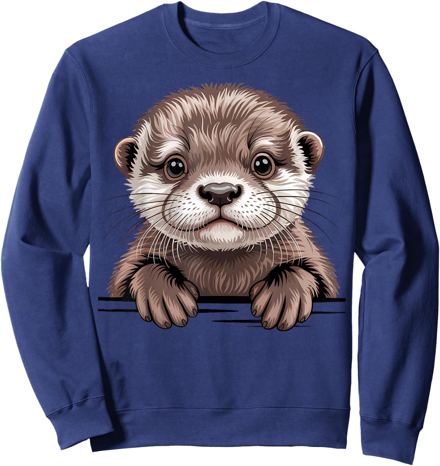 Cute Otter Pup Funny Peeking Pocket Animals Sweatshirt - Sweatshirt | Navy