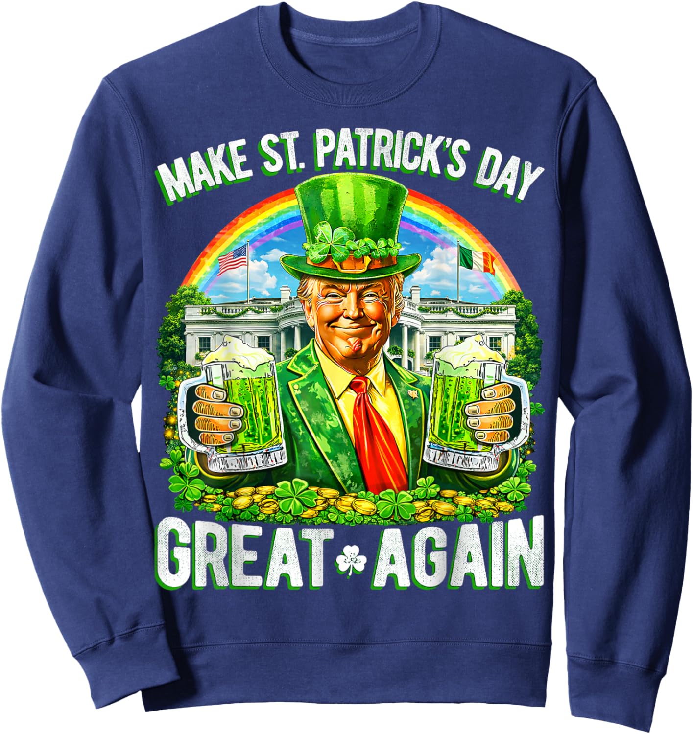 Trump St Patrick's Day Shamrock Women Sweatshirt - Sweatshirt | Navy
