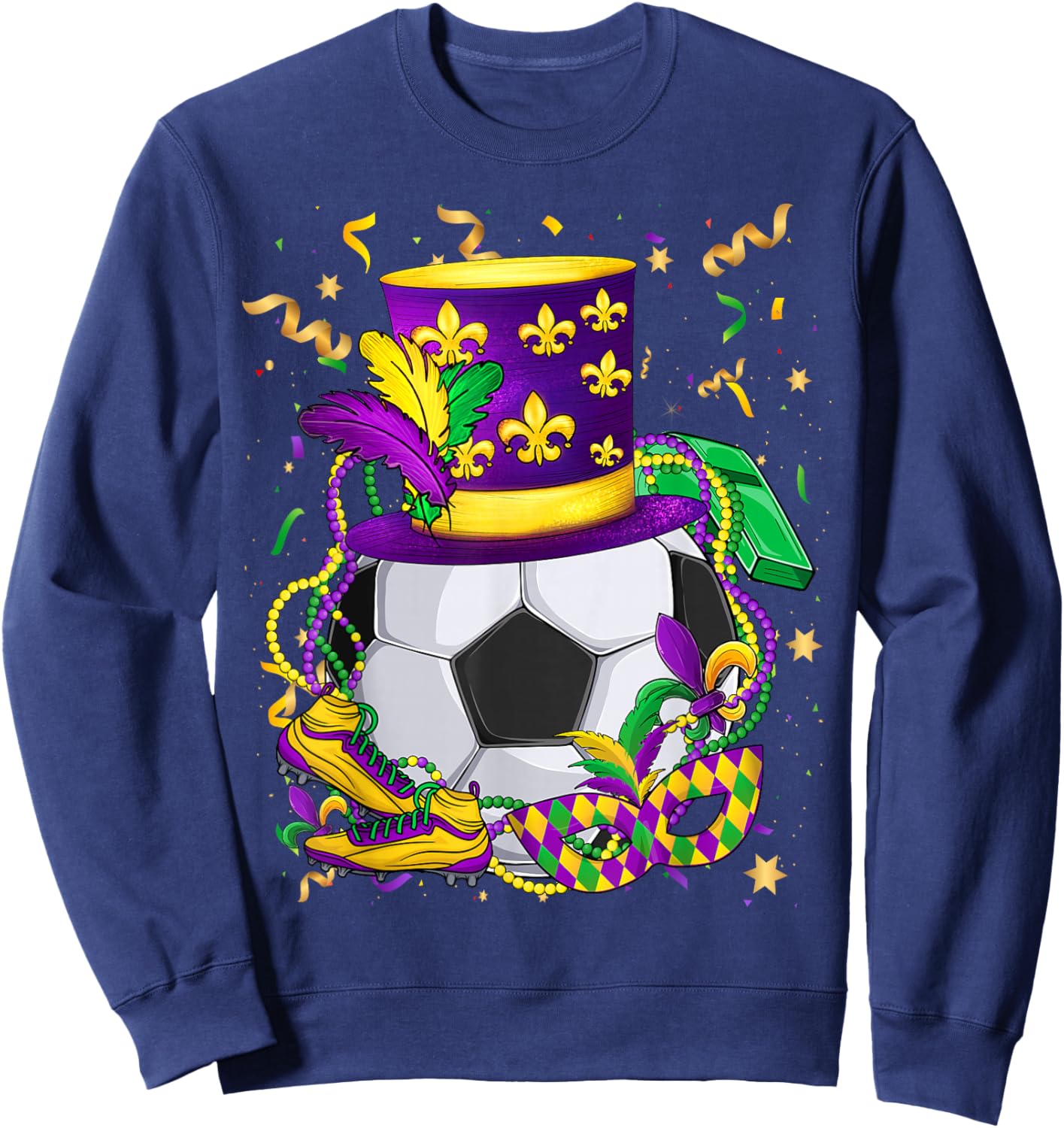 Mardi Gras Soccer Lovers Fat Tuesday NOLA Parade Boys Men Sweatshirt - Sweatshirt | Navy