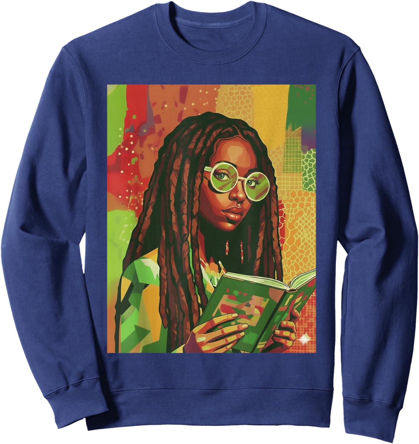 Black Women Reading Book, Educated Black History Month Women Sweatshirt - Sweatshirt | Navy