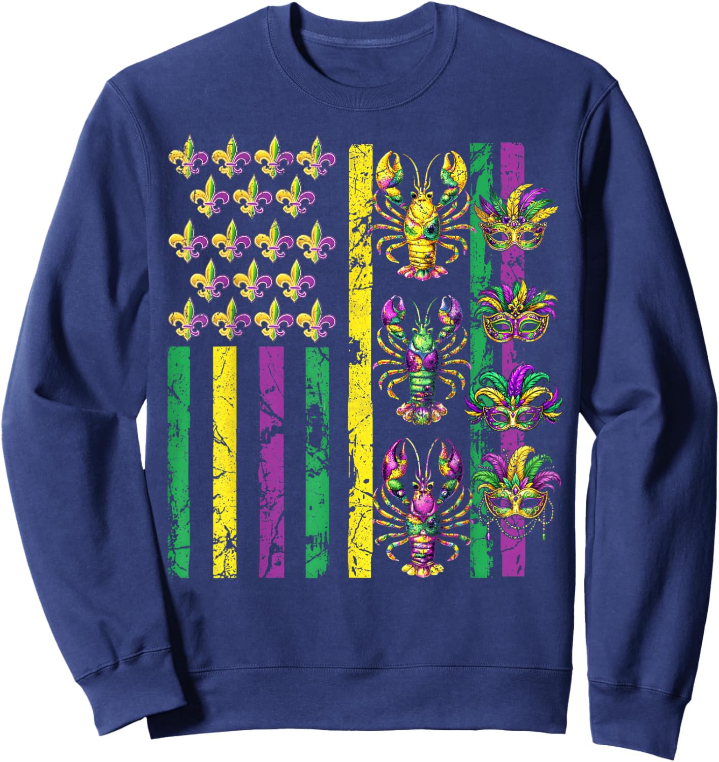 Mardi Gras USA American Flag Crawfish Carnival Men Women Kid Sweatshirt - Sweatshirt | Navy