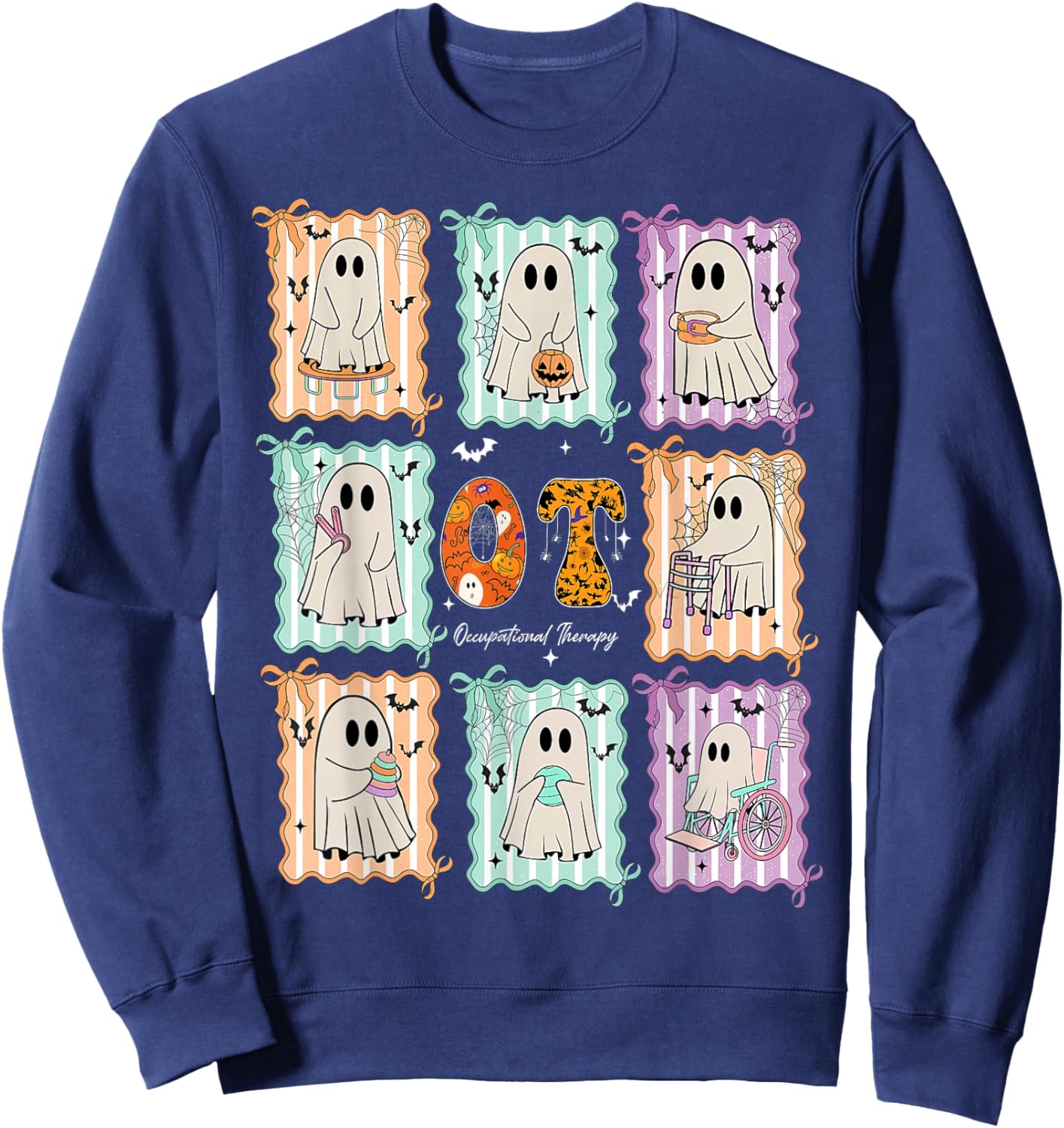 OT Occupational Therapy Therapist Halloween Spooky OTA Ghost Sweatshirt - Sweatshirt | Navy
