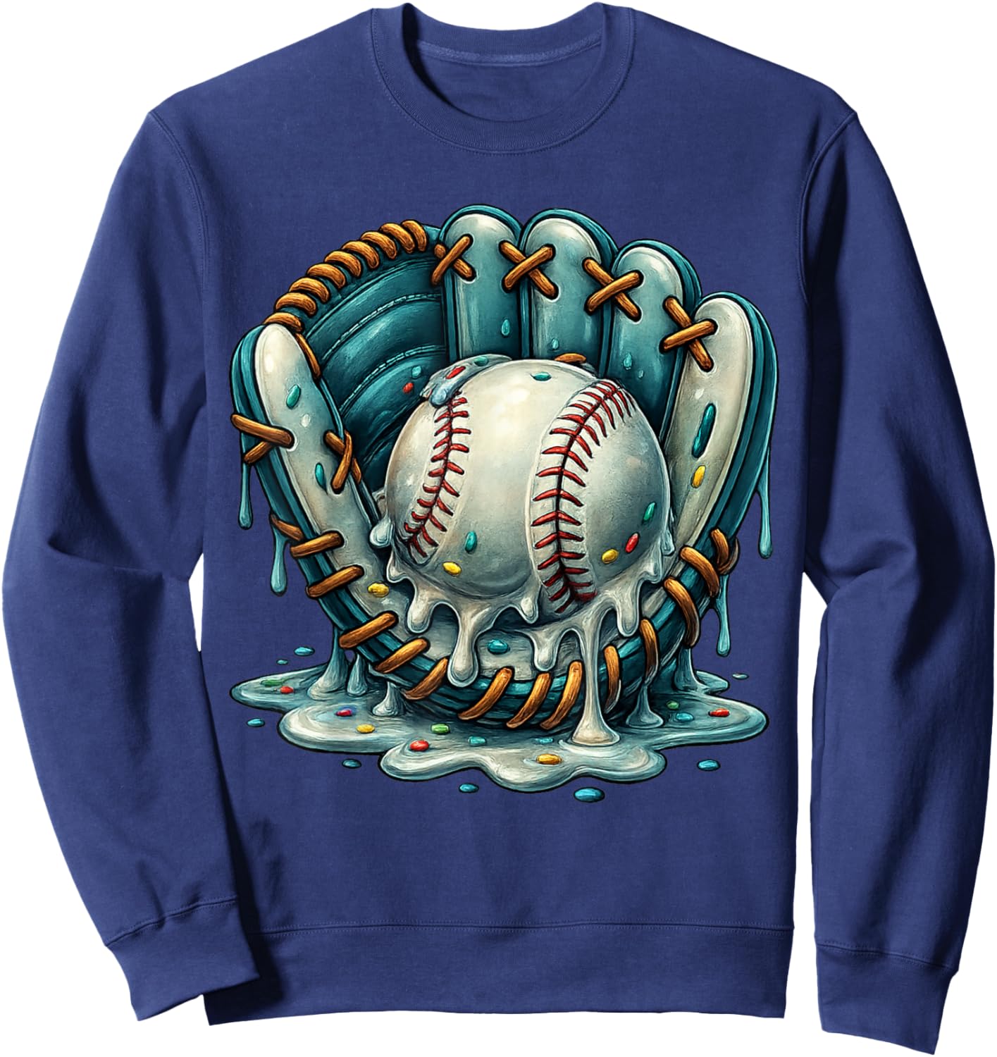 Baseball Drip Team for Boys and Girls Ice Cream Cool Sweatshirt - Sweatshirt | Navy