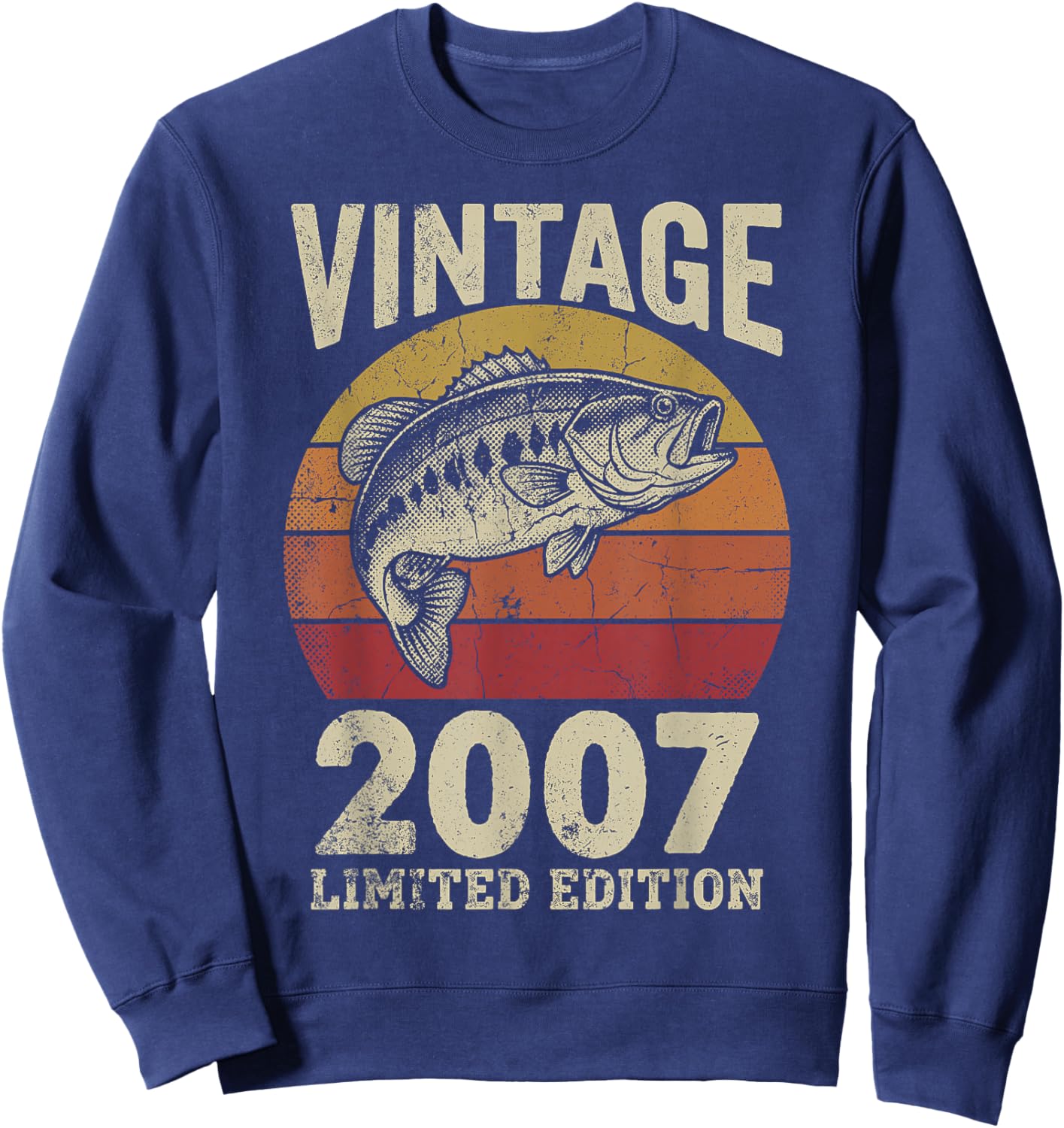 Vintage 2007 Fishing 19th Birthday Fisherman Limited Edition Sweatshirt - Sweatshirt | Navy