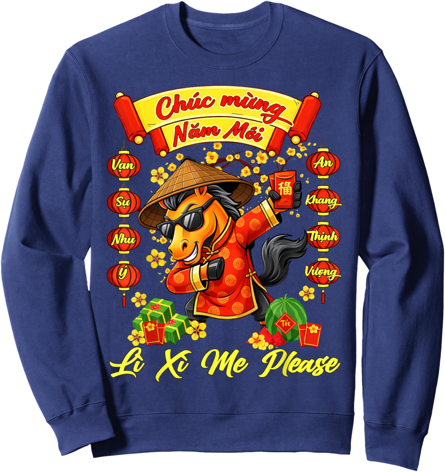 Li Xi Me Please Chuc Mung NAM Moi Vietnamese Horse Year 2026 Sweatshirt - Sweatshirt | Navy