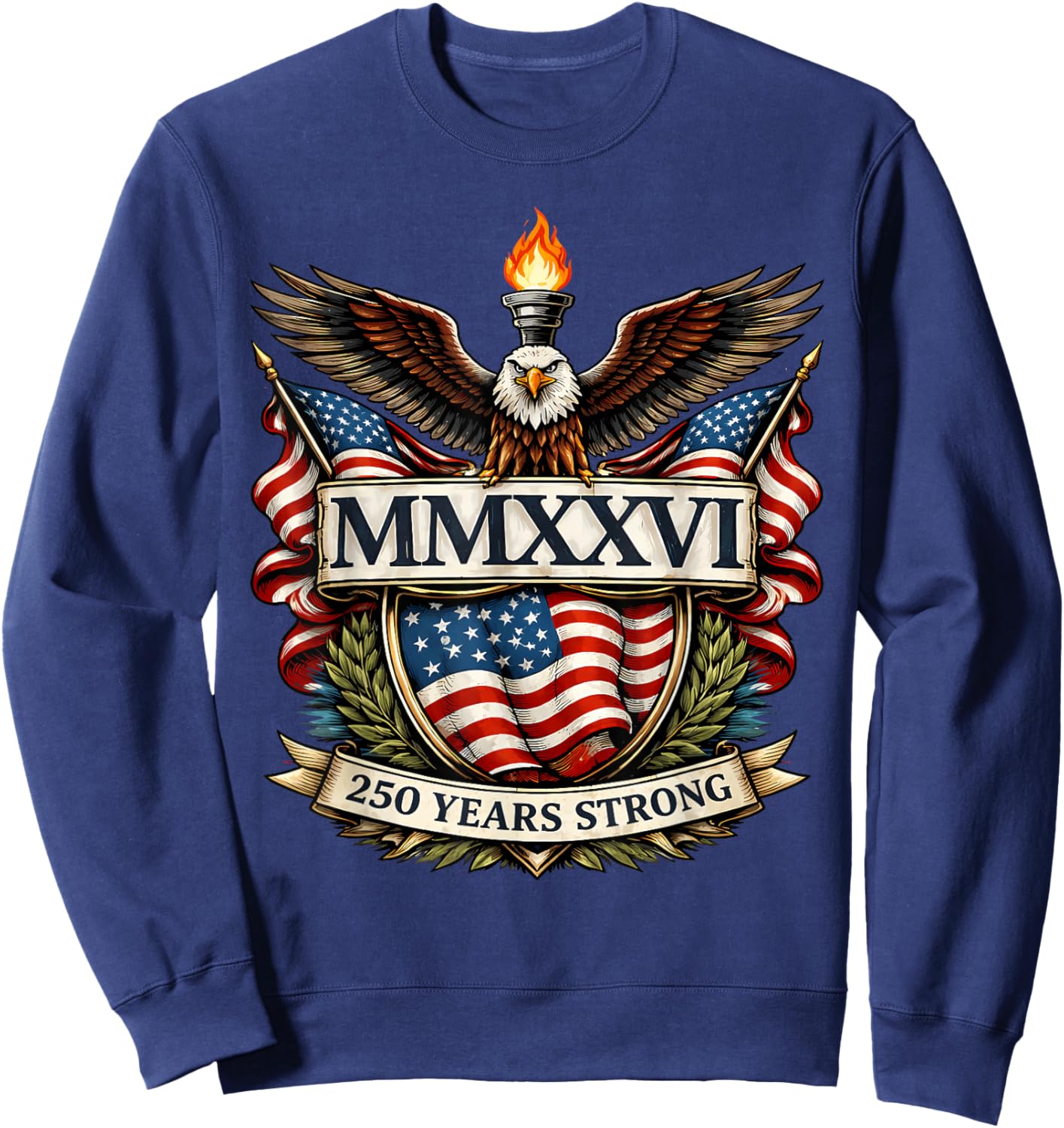 Flag Vintage 250 Years American 1776 2026 250th USA Birthday Sweatshirt - Sweatshirt | Navy