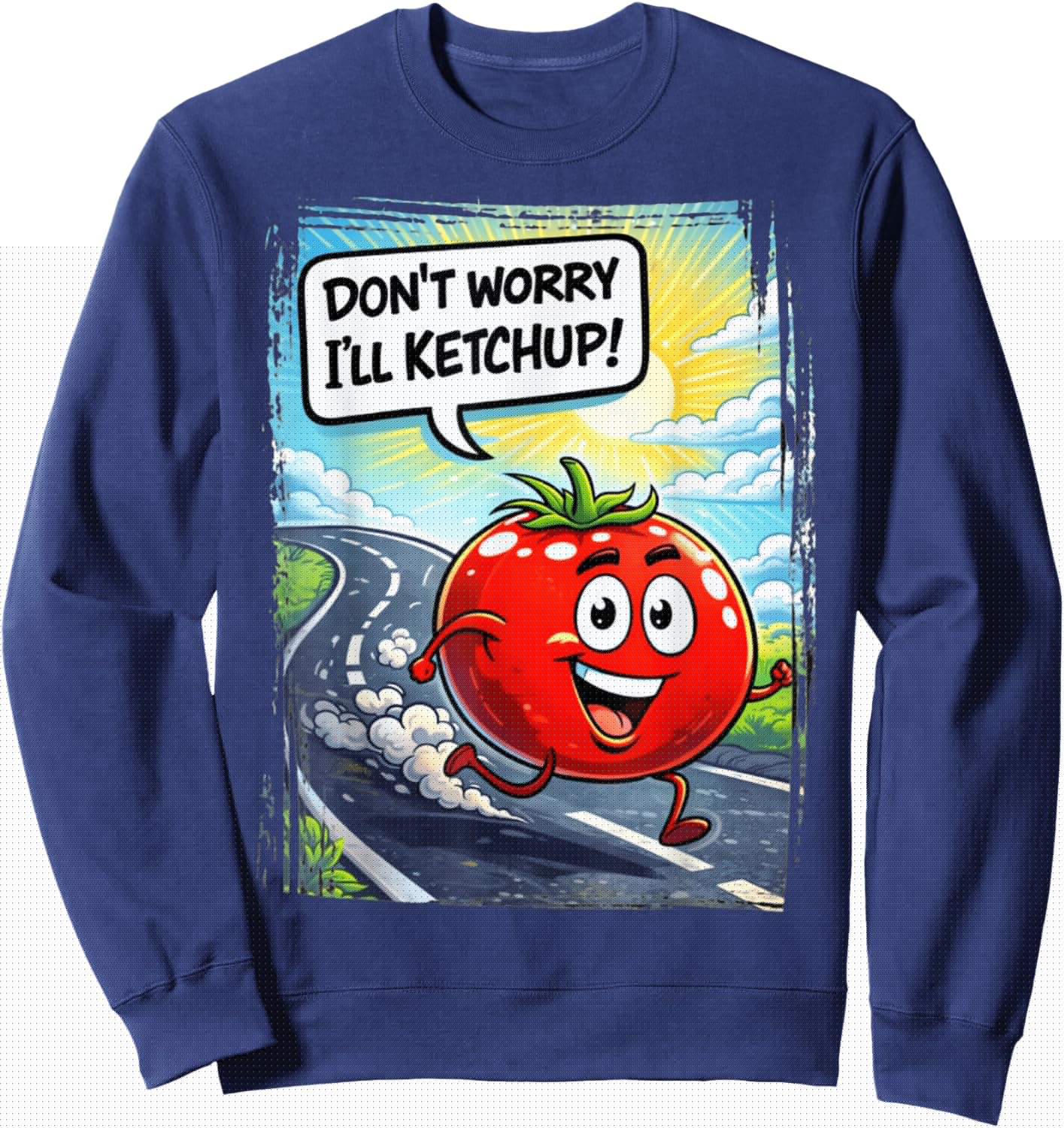 Runner, Tomato, Ketchup, dad Joke Sweatshirt - Sweatshirt | Navy