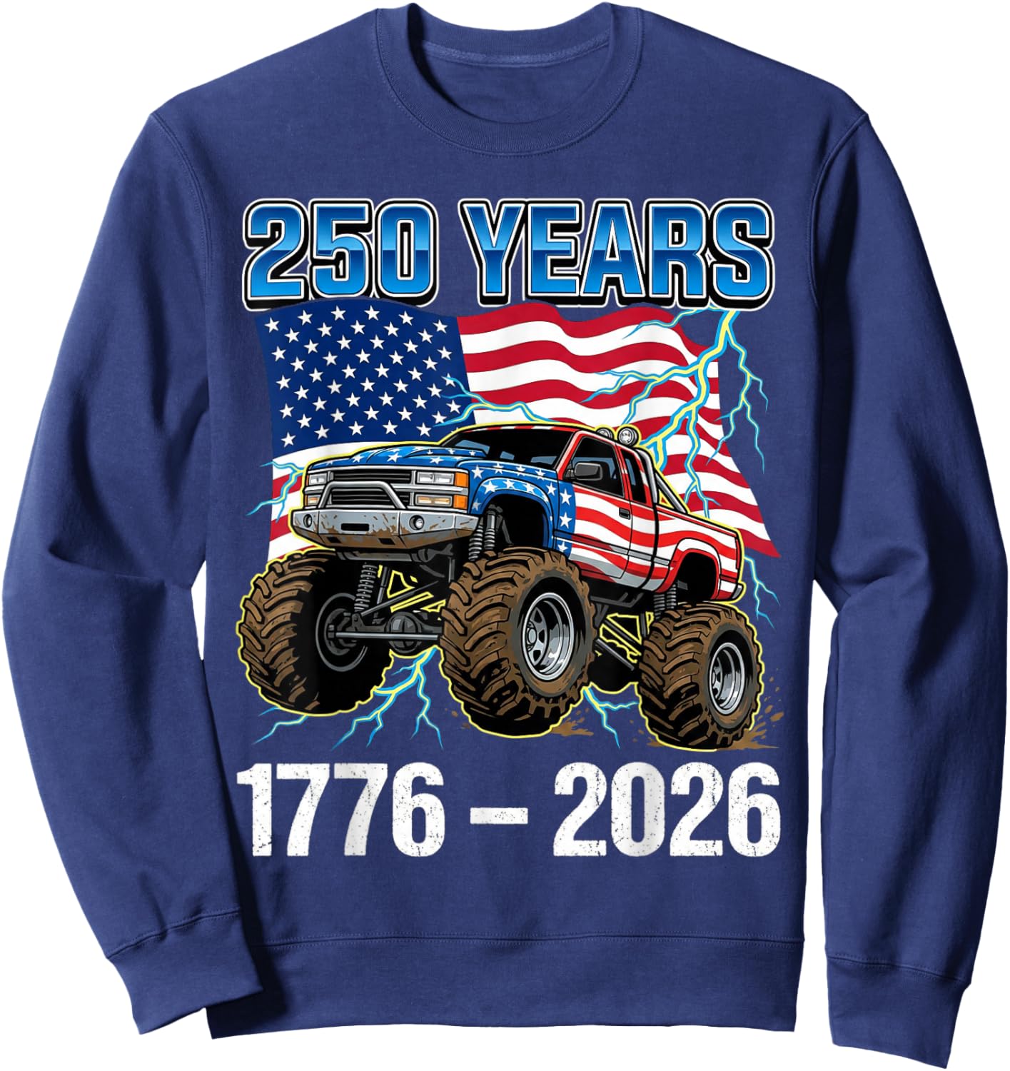 250 Years American 1776 2026 250th Toddler Boys 4th of July Sweatshirt - Sweatshirt | Navy