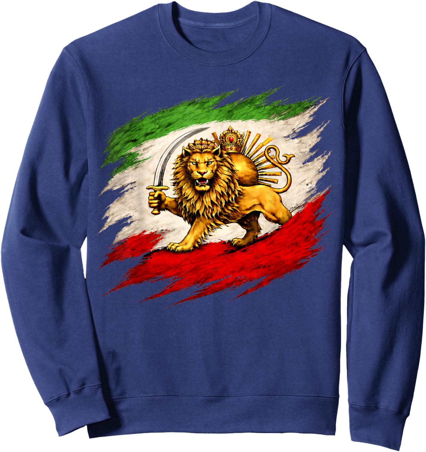 Vintage Lion and Sun Flag, Persian Heritage Sweatshirt - Sweatshirt | Navy