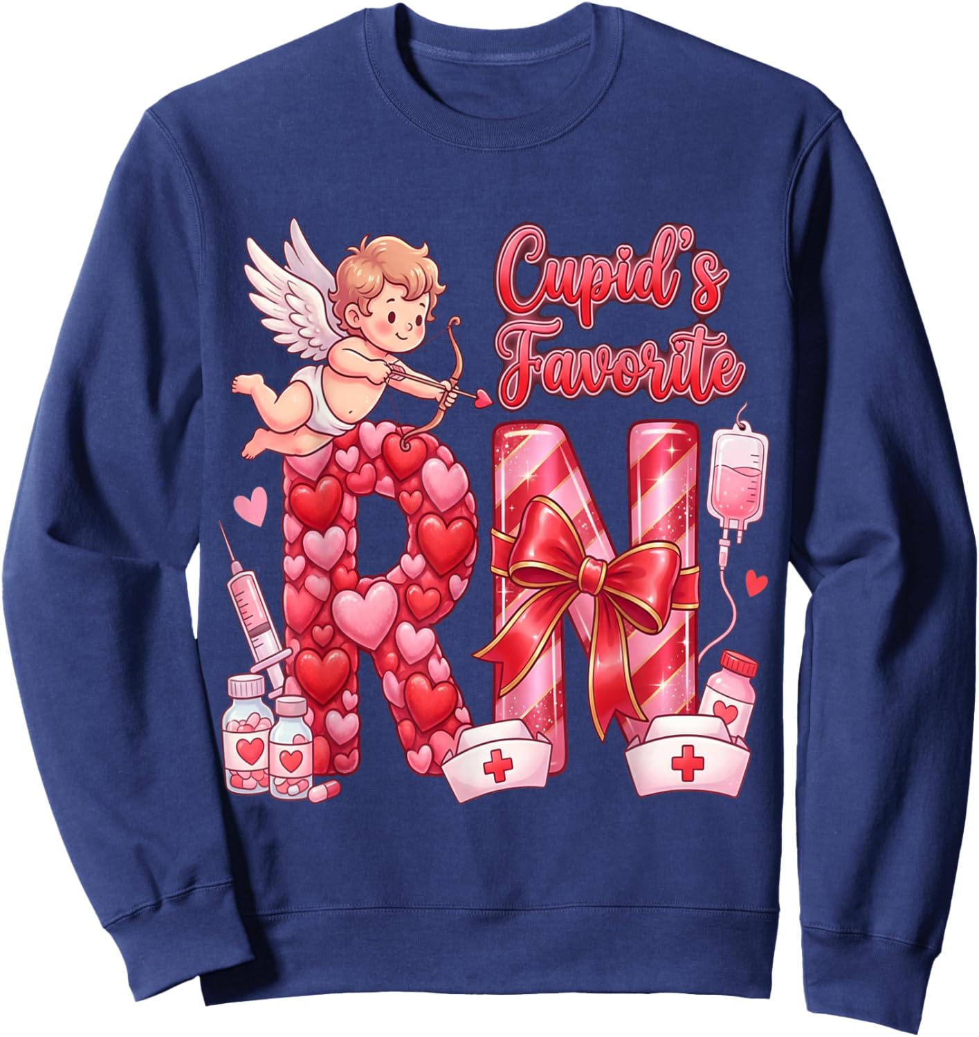 Healthcare Heart Registered Nurse RN Valentines Nurses Sweatshirt - Sweatshirt | Navy