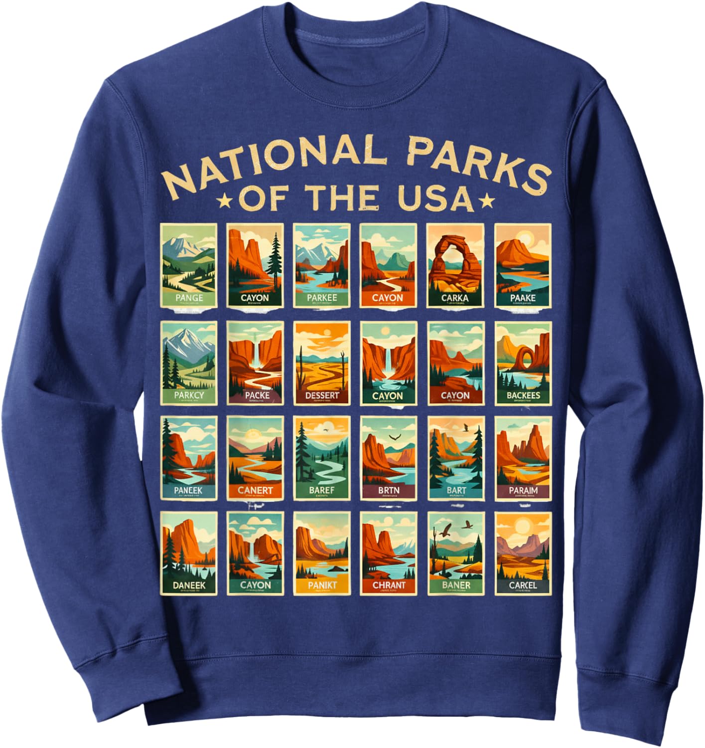 American National Park USA List of National Park Checklist Sweatshirt - Sweatshirt | Navy