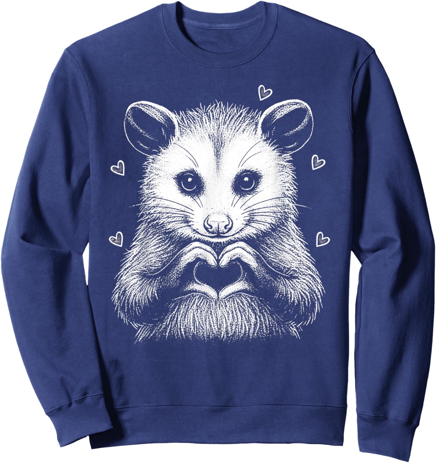 Cute Possum Heart Hands Love Animal Valentine Aesthetic Sweatshirt - Sweatshirt | Navy