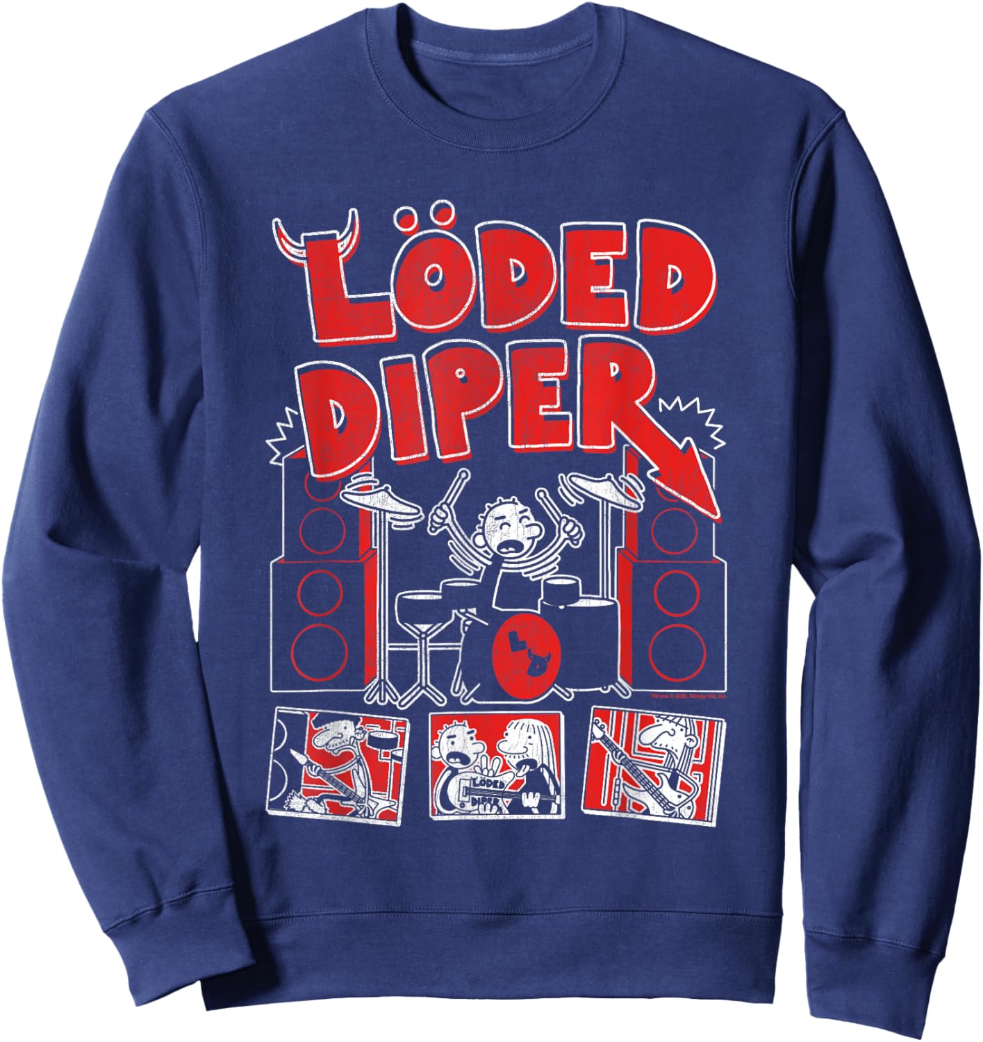 DOAWK Loded Diper Red White and Distressed Band Book Series Sweatshirt - Sweatshirt | Navy