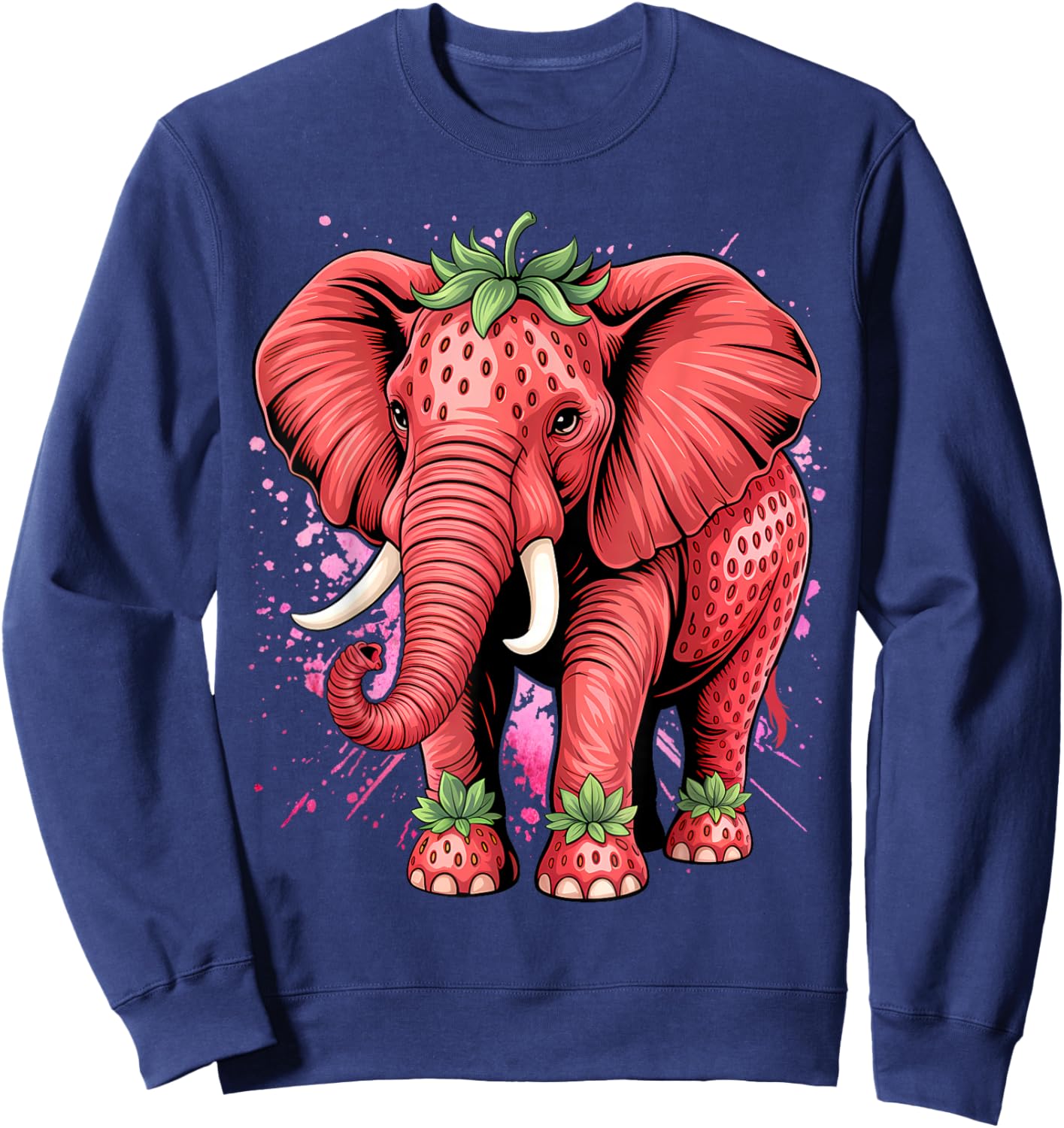 Strawberry Elephant Italian Brain Rot Meme Birthday Funny Sweatshirt - Sweatshirt | Navy