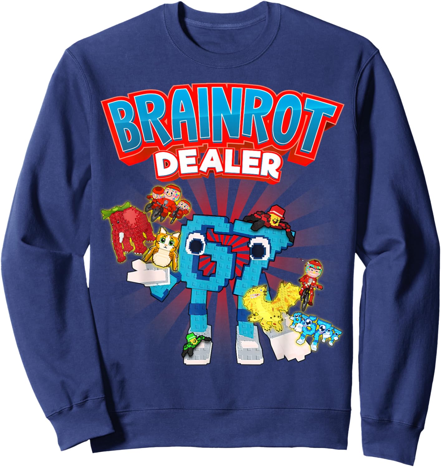 Brainrot Dealer Funny Every Brainrots for Boys Kids Teens Sweatshirt - Sweatshirt | Navy