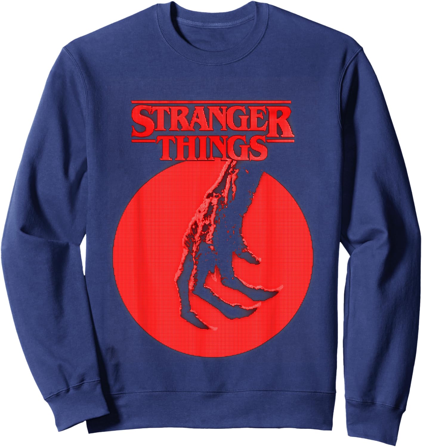 Stranger Things Season 5 Vecna Hand Pixelated Logo Sweatshirt - Sweatshirt | Navy
