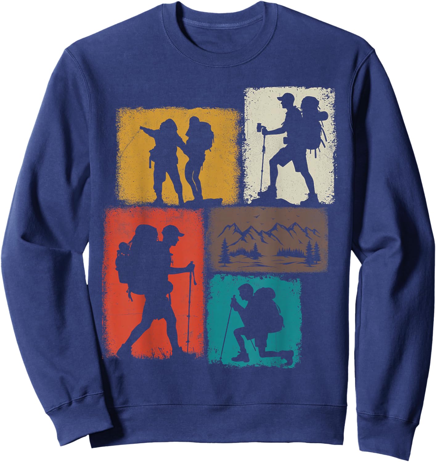 Hiking Collage Hiker Men Kids Outdoorsman Youth Boys Sweatshirt - Sweatshirt | Navy