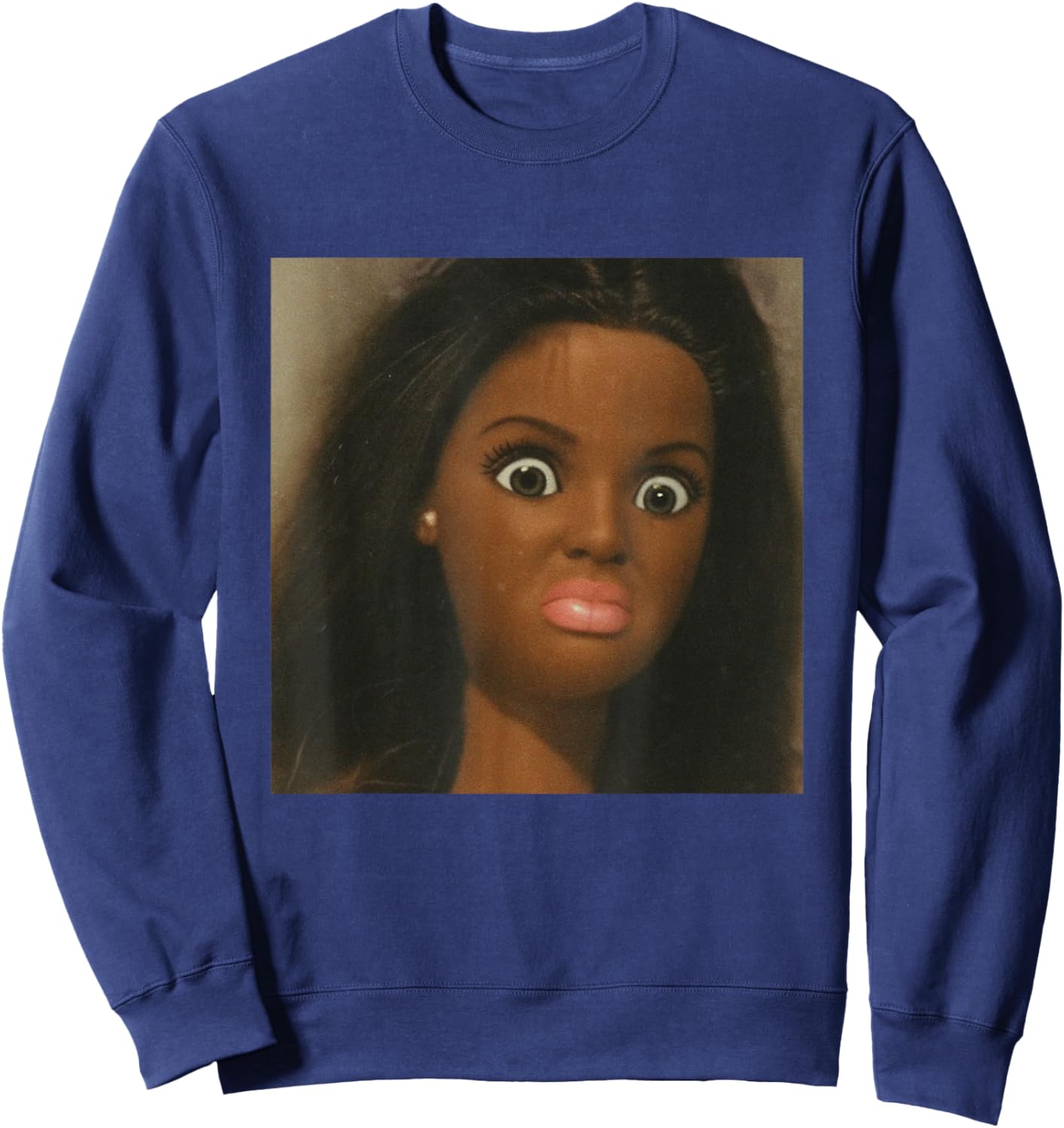 Funny African American Disgusted Black Doll Face Meme Sweatshirt - Sweatshirt | Navy