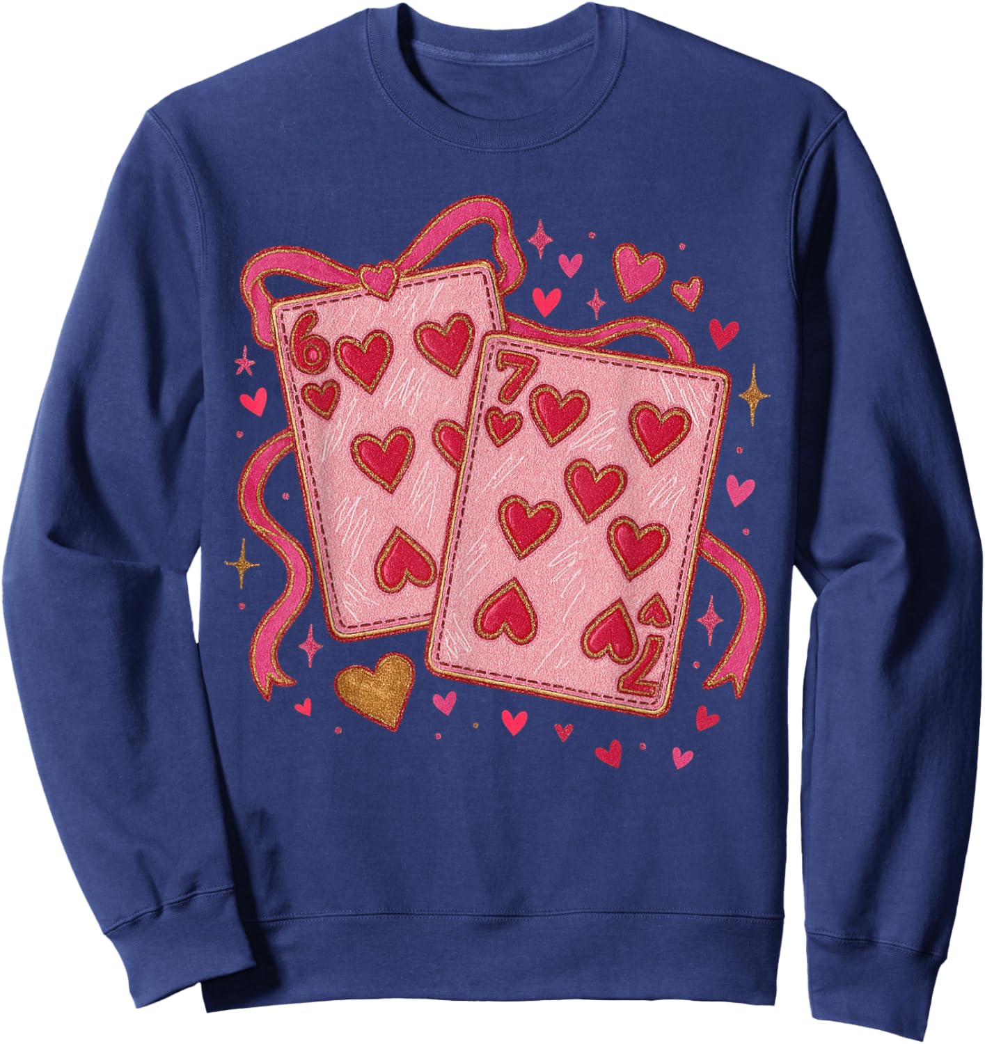 Playing Cards Valentine 6 7 Coquette Six Seven Meme Sweatshirt - Sweatshirt | Navy