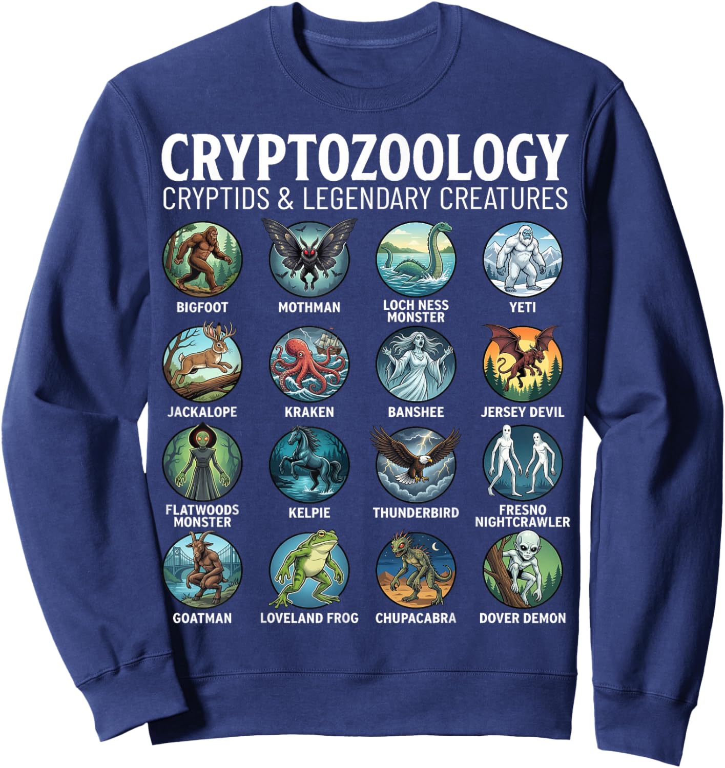 Cryptozoology Cryptids and Legendary Creatures Folklore Sweatshirt - Sweatshirt | Navy