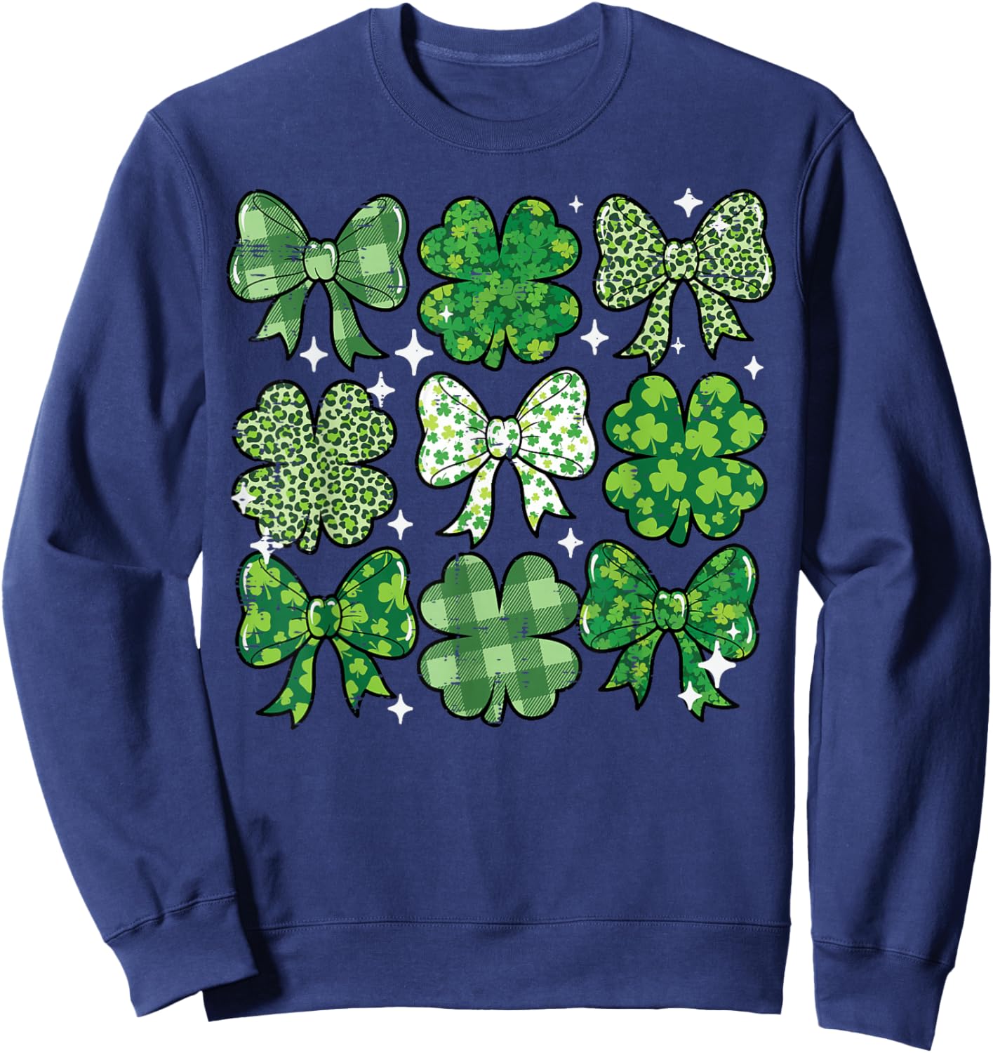 St Patricks Day Bow Coquette Saint Paddys Girls Kids Women Sweatshirt - Sweatshirt | Navy
