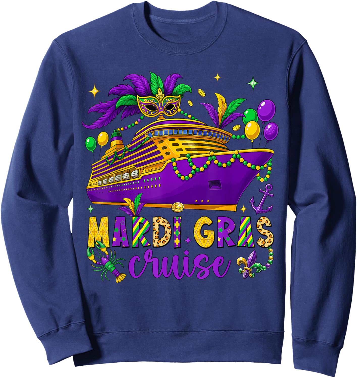 Mardi Gras Cruise Crew 2026 Trip New Orleans Family Matching Sweatshirt - Sweatshirt | Navy