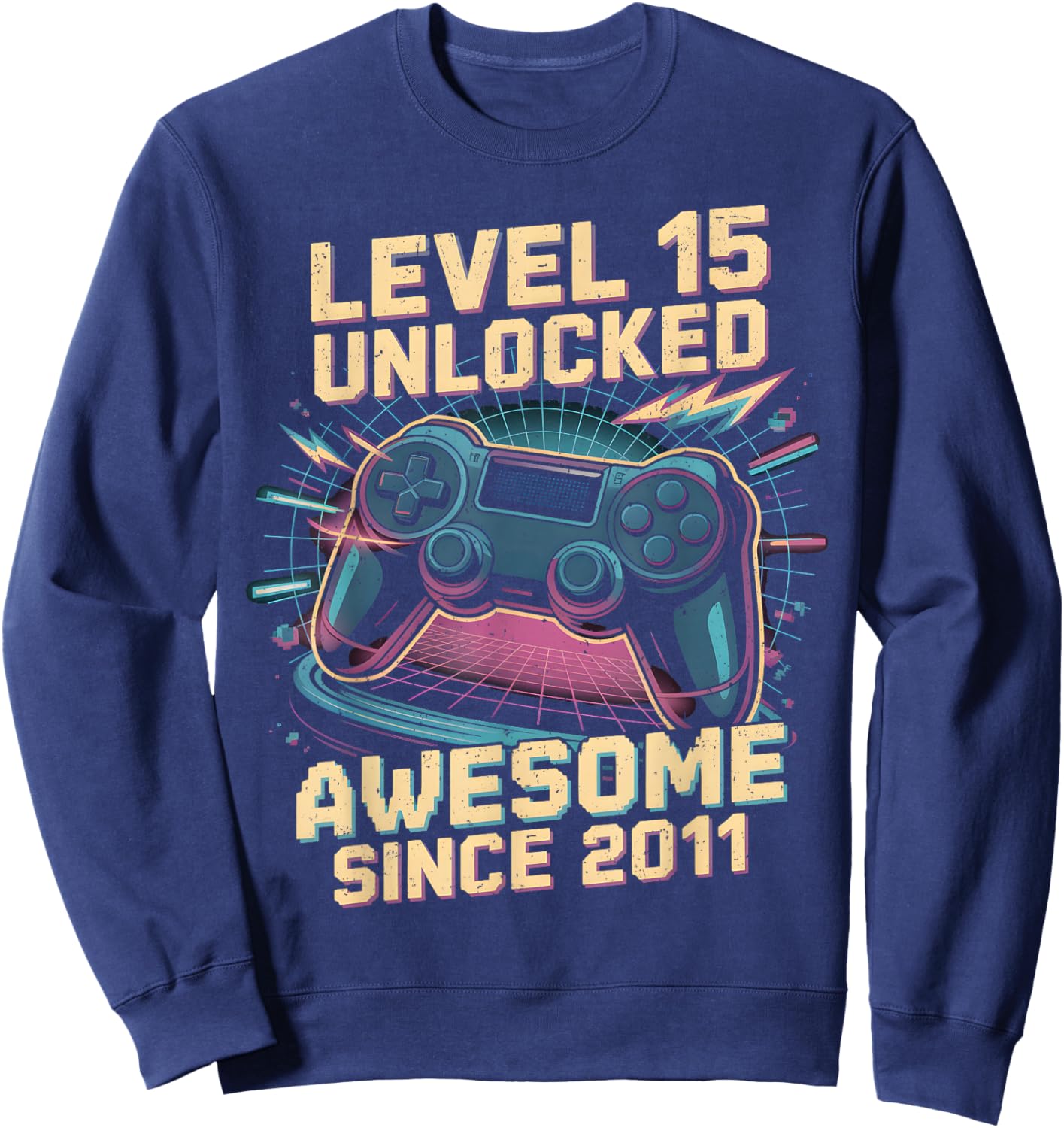 15 Year Old Boy Level 15 Gamer 2011 15th Birthday Party Gift Sweatshirt - Sweatshirt | Navy