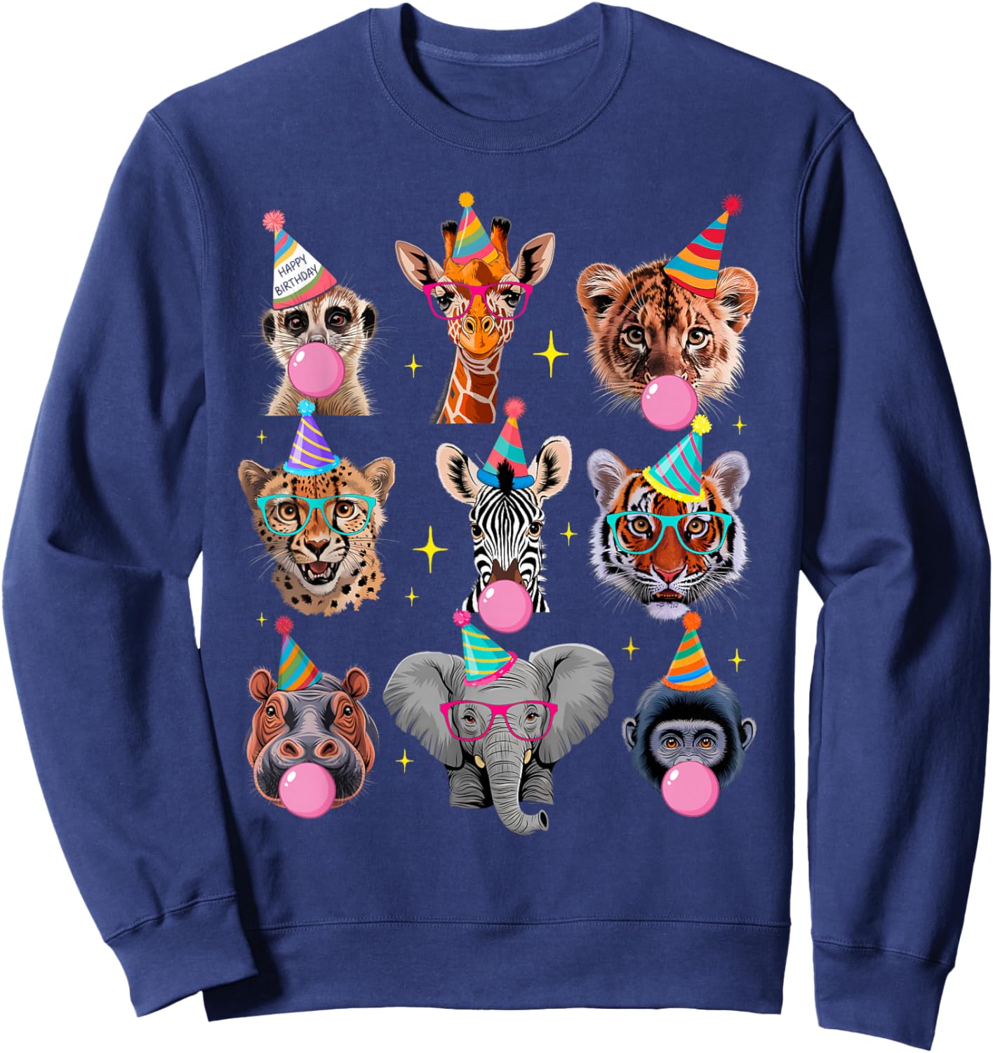Wildlife Animals Zoo Birthday Party for Girl Boy Kids Family Sweatshirt - Sweatshirt | Navy