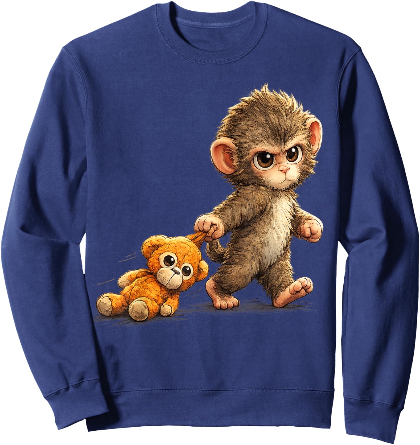 Cute Baby Monkey Punch Viral Zoo Japan Design Sweatshirt - Sweatshirt | Navy