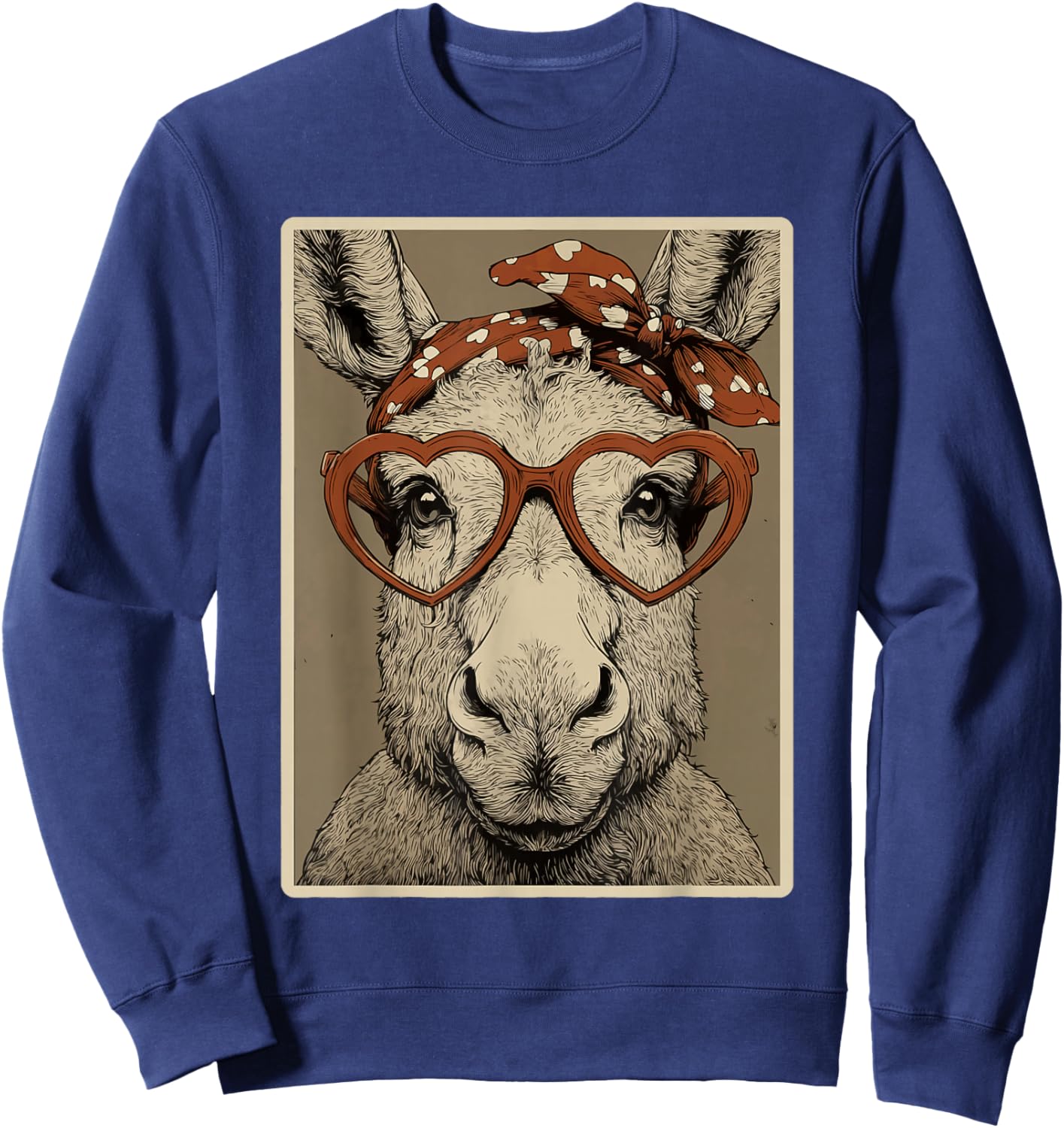 Valentines Moose in Hearts Glasses Romantic Animal Coquette Sweatshirt - Sweatshirt | Navy