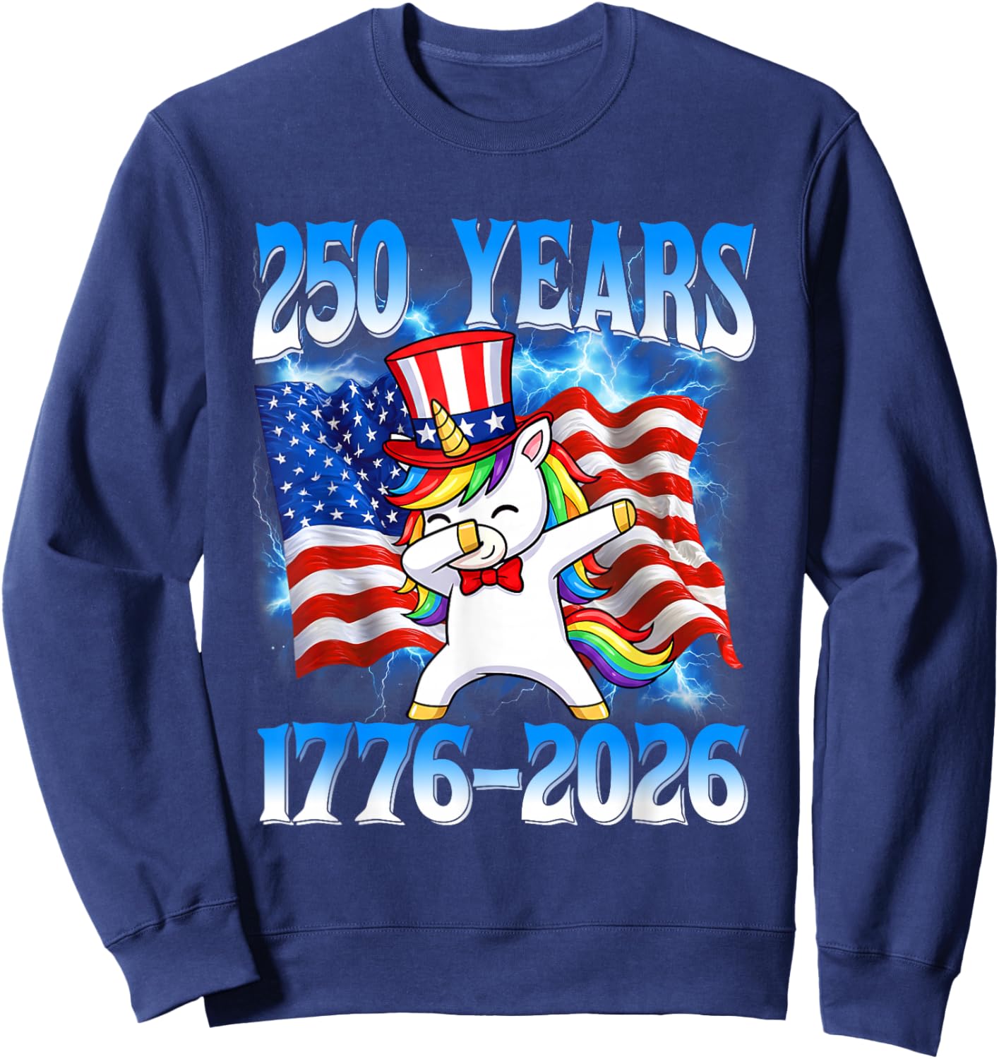 250 Years American 1776 2026 250th Unicorn 4th of July Girls Sweatshirt - Sweatshirt | Navy