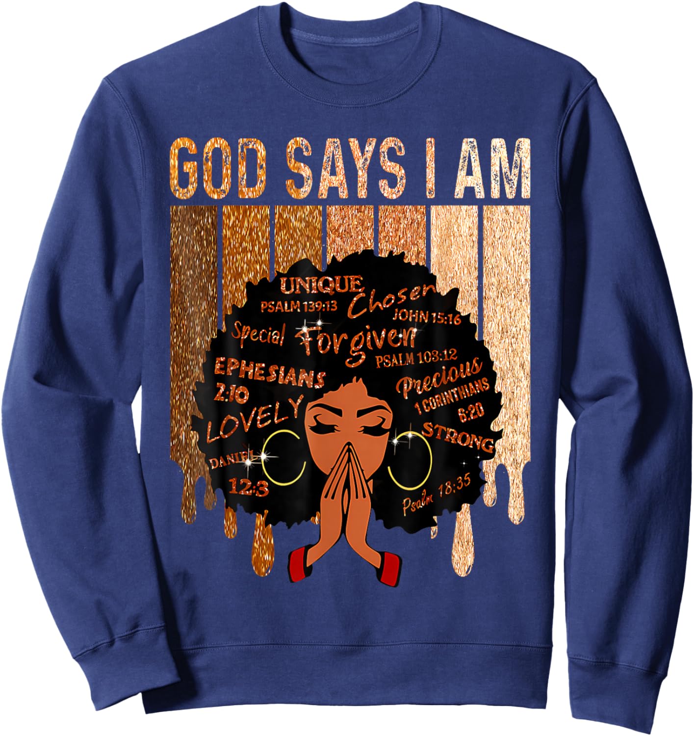 Black Girl Queen God Says I Am Melanin History Month Sweatshirt - Sweatshirt | Navy