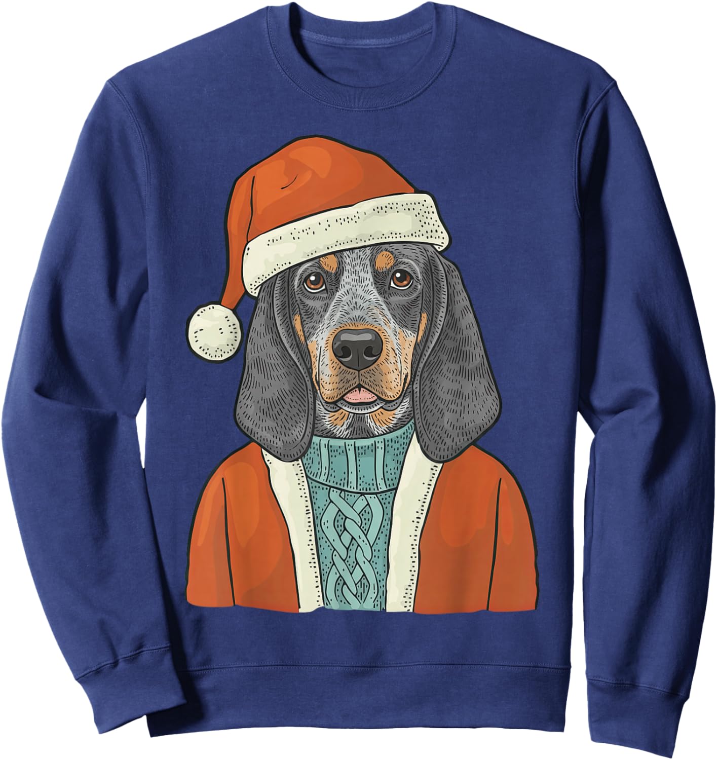 Bluetick Coonhound Dog Santa Christmas Outfit Funny Sweatshirt - Sweatshirt | Navy