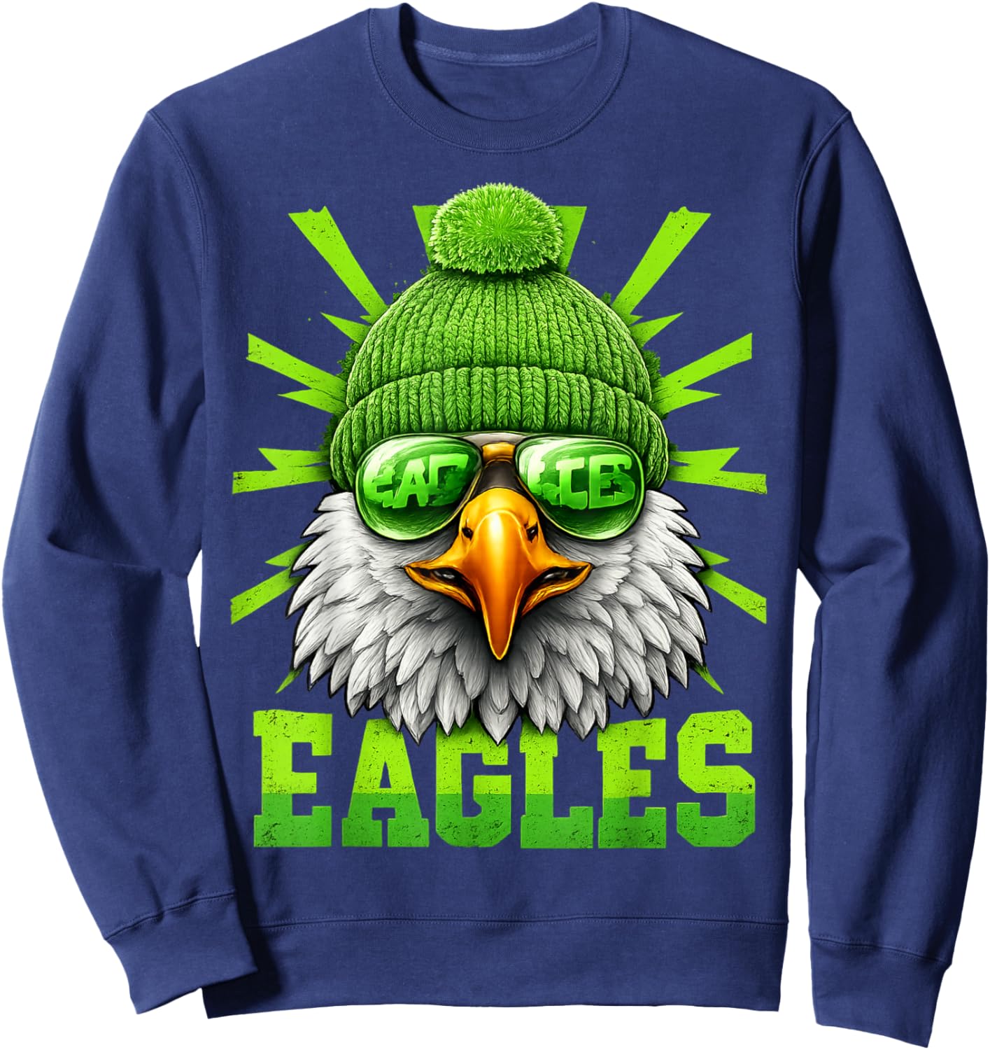 Vintage Cool Face Eagles with Sunglasses Family Sweatshirt - Sweatshirt | Navy