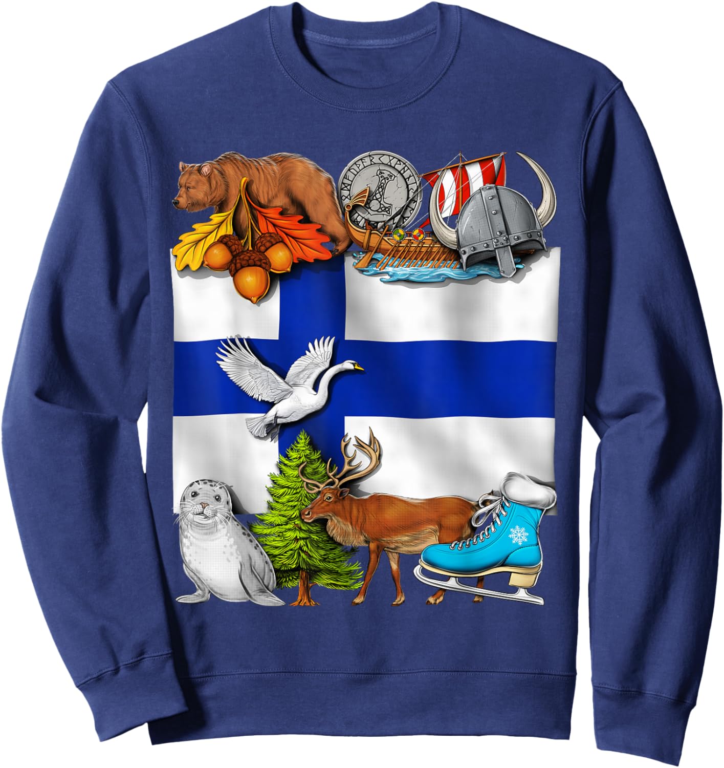 Finland Flag Finnish Roots Finnish Heritage Proud Finnish Sweatshirt - Sweatshirt | Navy