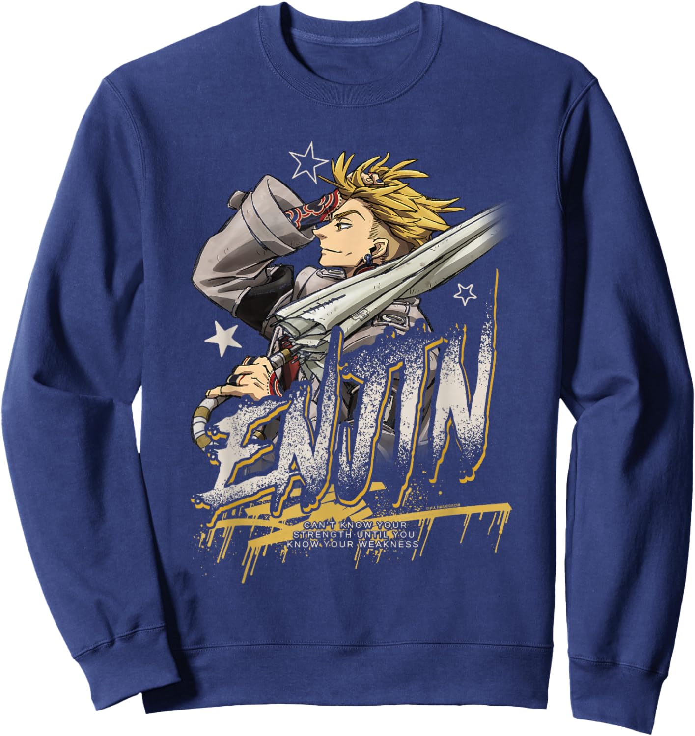 Enjin Portrait Outline with Stars Anime Sweatshirt - Sweatshirt | Navy